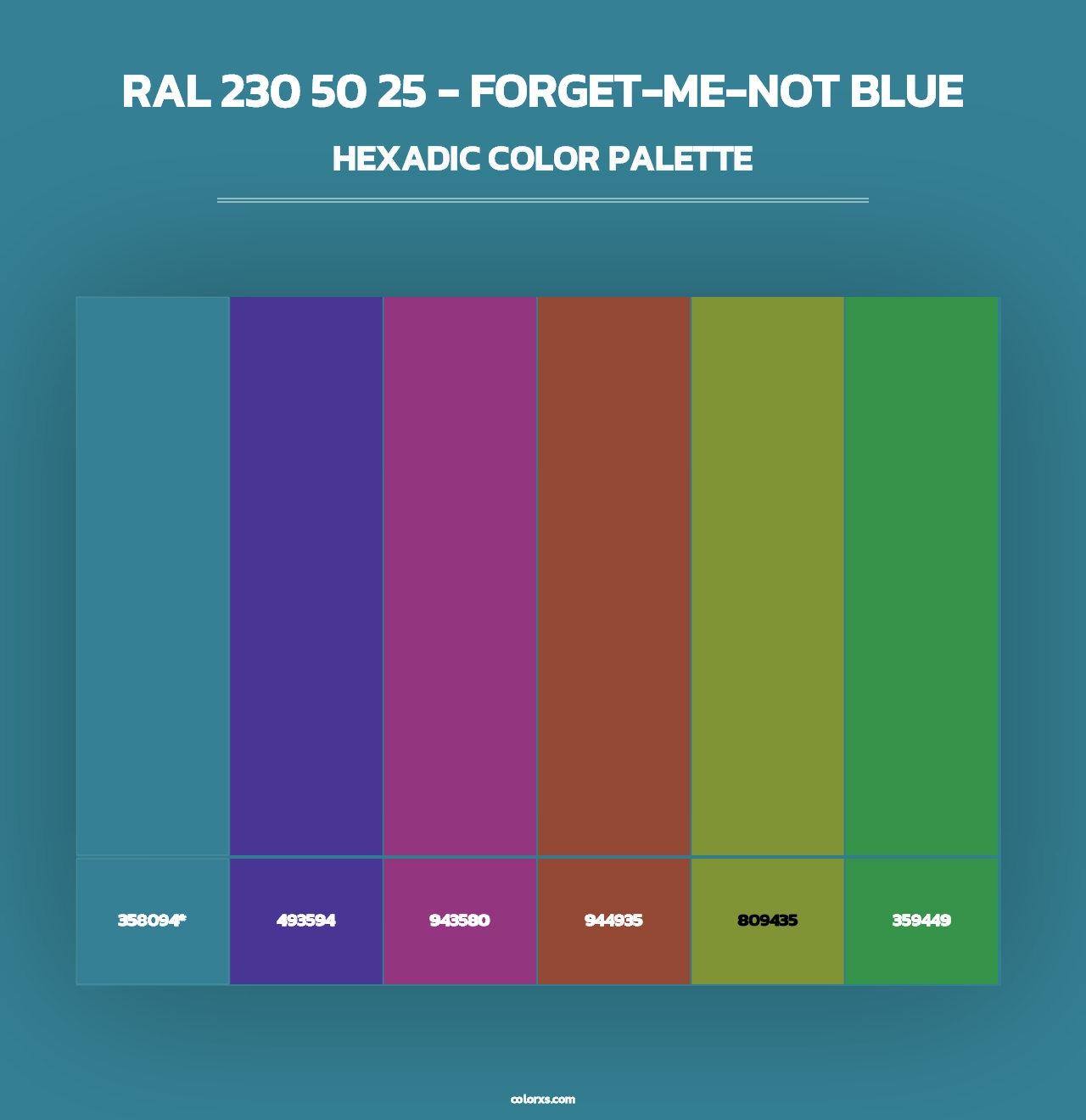 RAL 230 50 25 - Forget-Me-Not Blue - Hexadic Color Palette