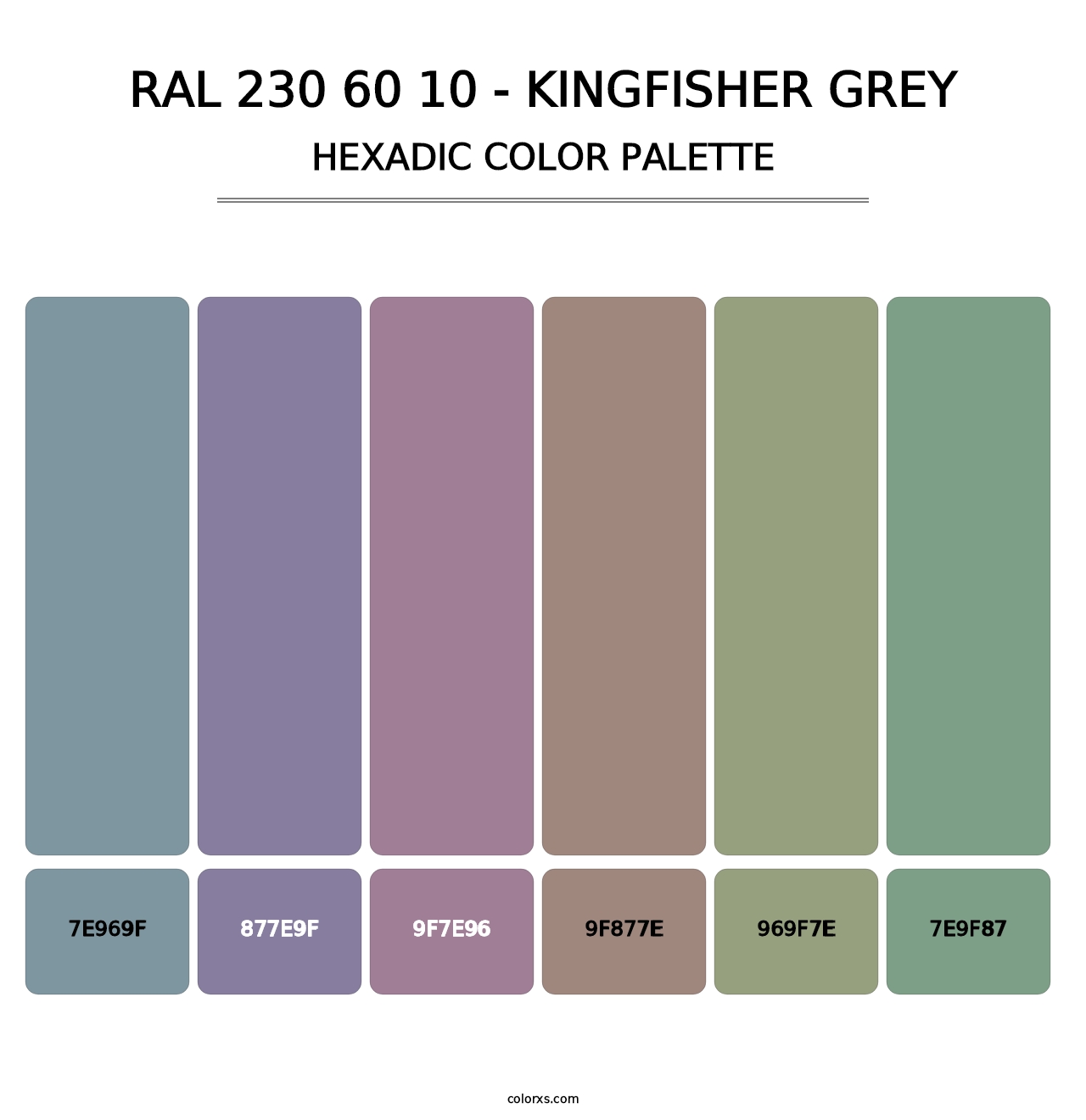 RAL 230 60 10 - Kingfisher Grey - Hexadic Color Palette