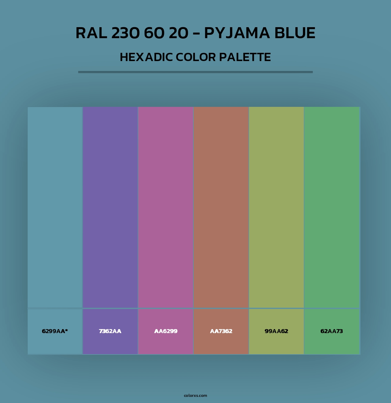 RAL 230 60 20 - Pyjama Blue - Hexadic Color Palette