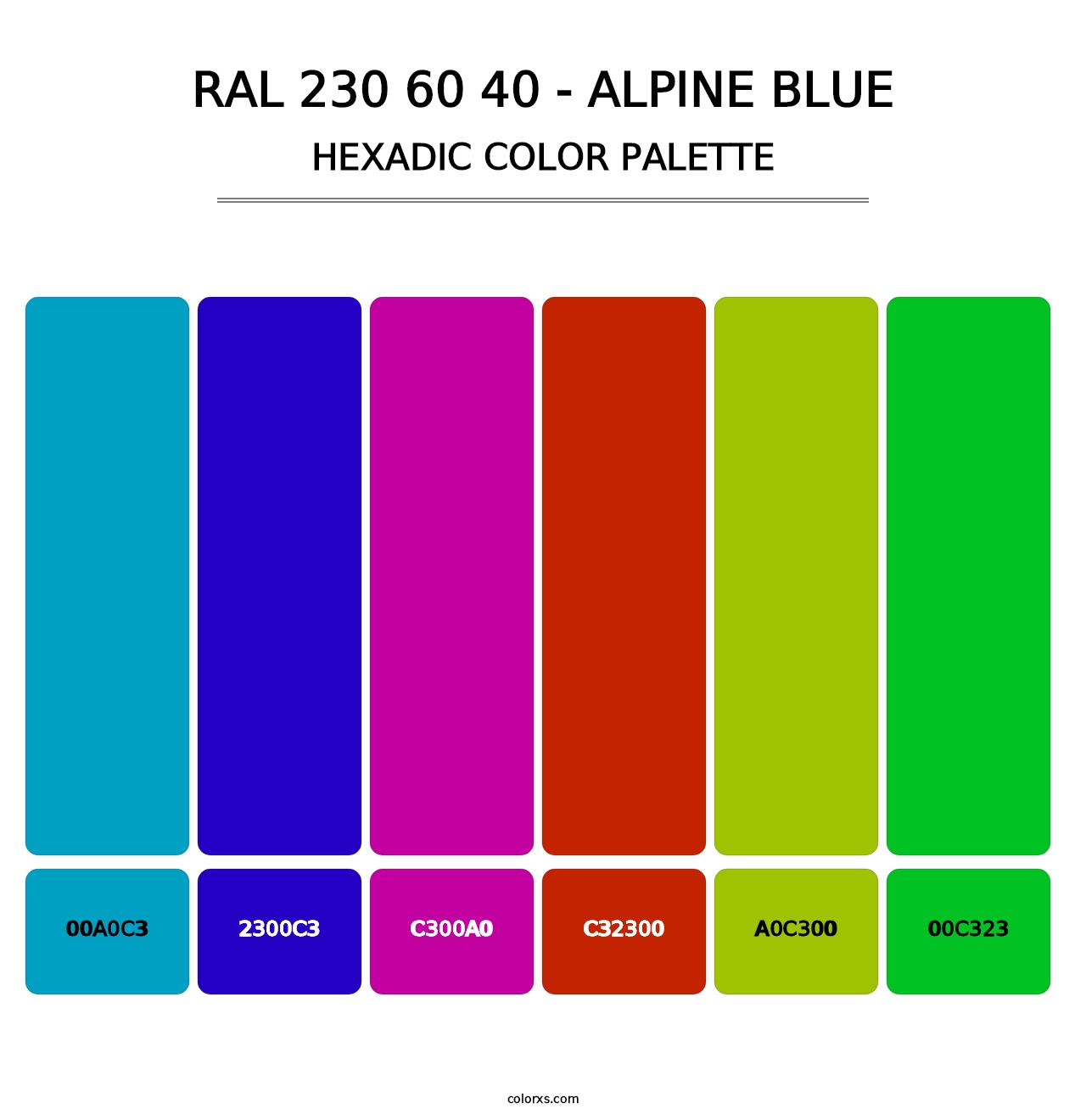 RAL 230 60 40 - Alpine Blue - Hexadic Color Palette