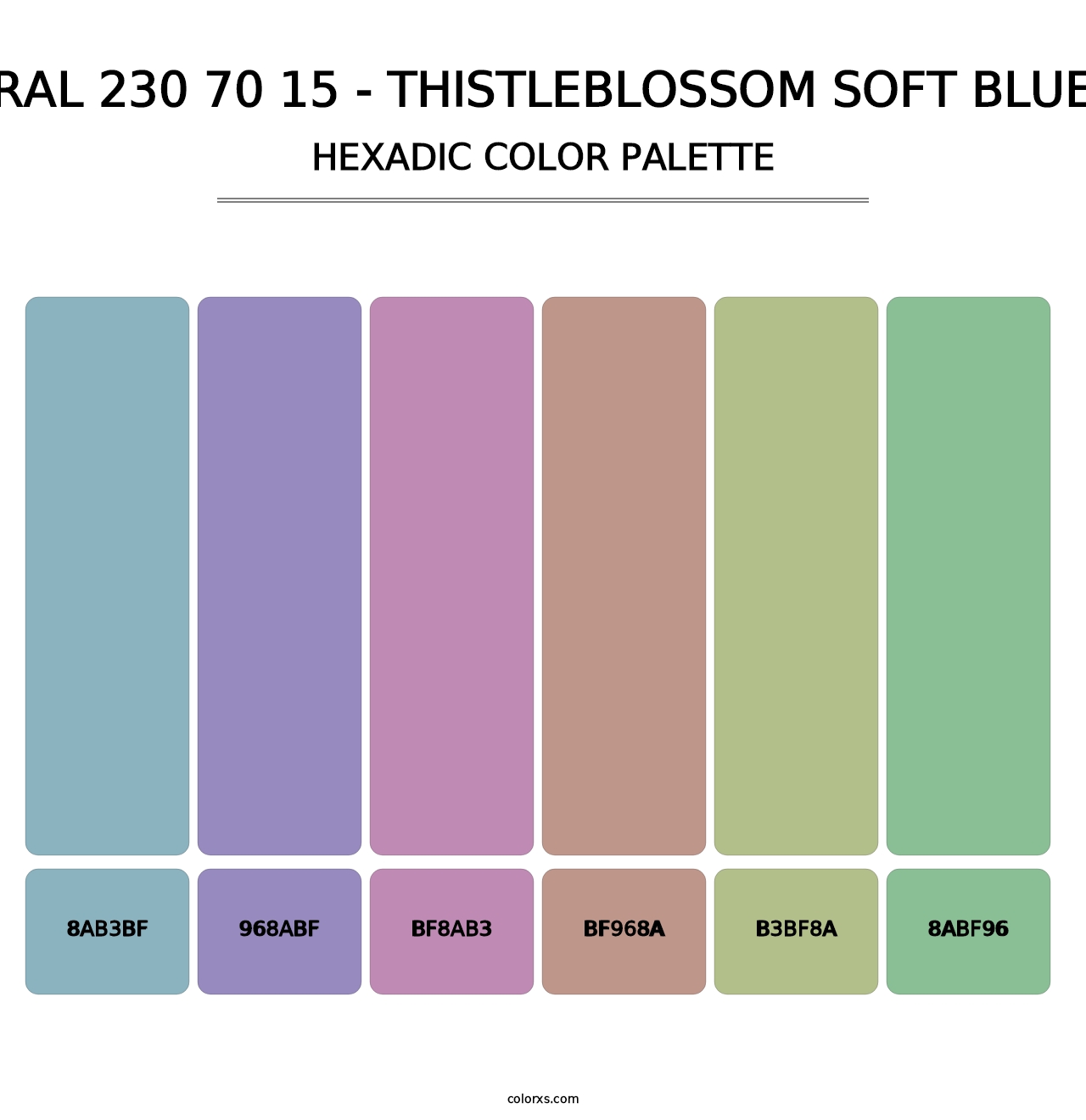 RAL 230 70 15 - Thistleblossom Soft Blue - Hexadic Color Palette