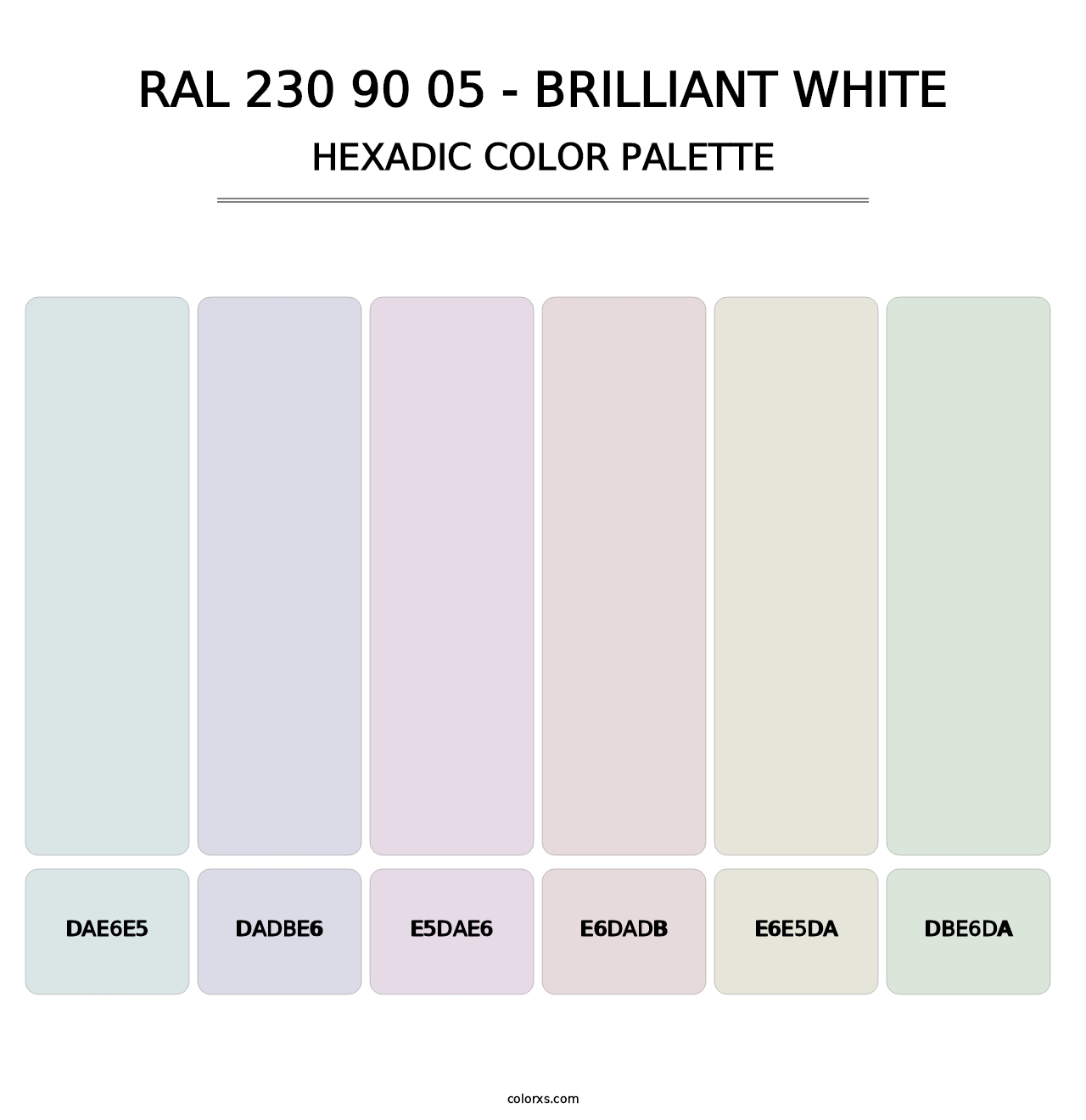 RAL 230 90 05 - Brilliant White - Hexadic Color Palette