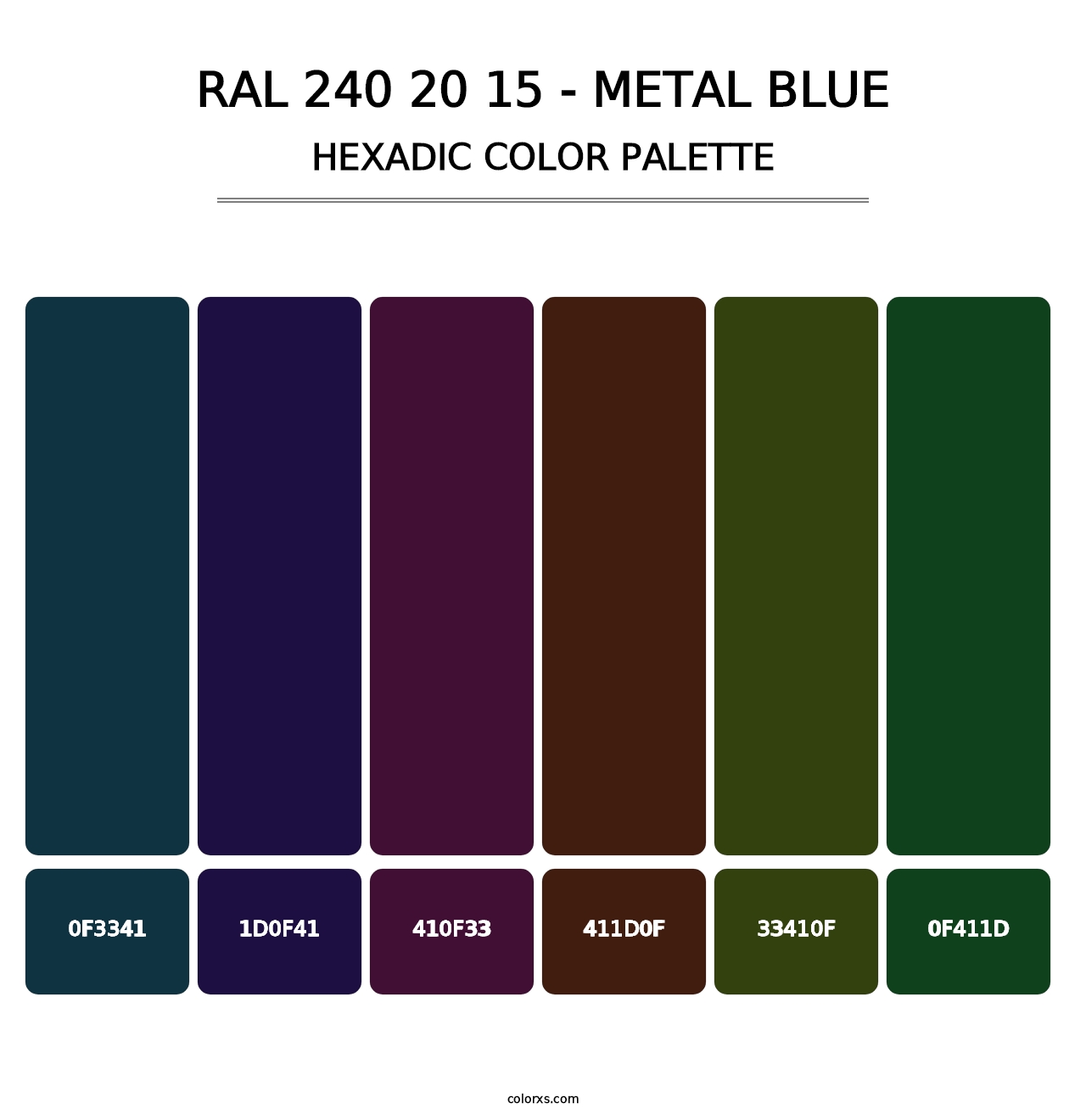 RAL 240 20 15 - Metal Blue - Hexadic Color Palette