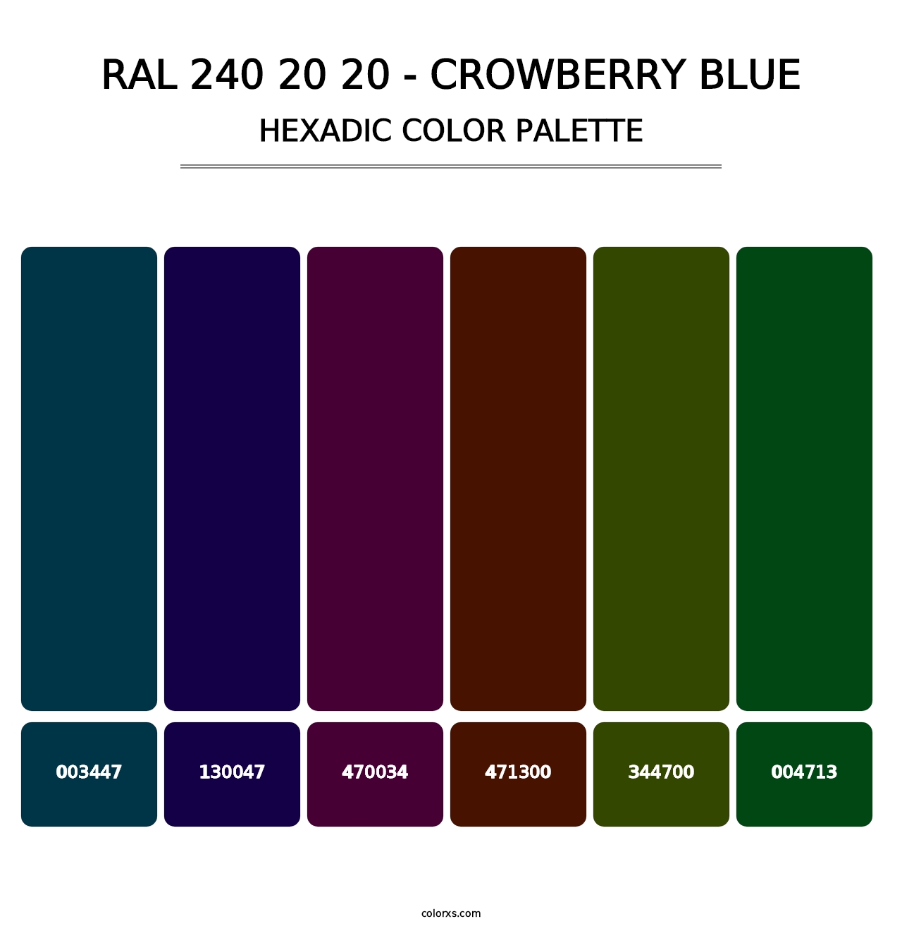 RAL 240 20 20 - Crowberry Blue - Hexadic Color Palette