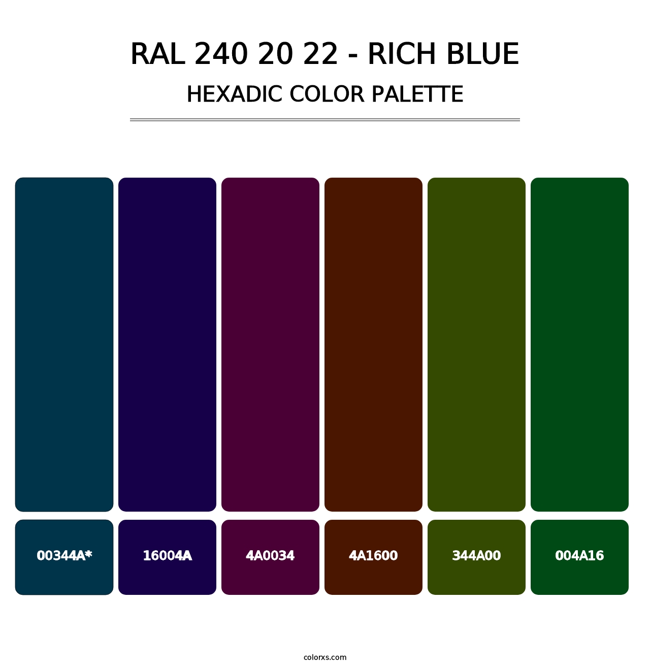 RAL 240 20 22 - Rich Blue - Hexadic Color Palette