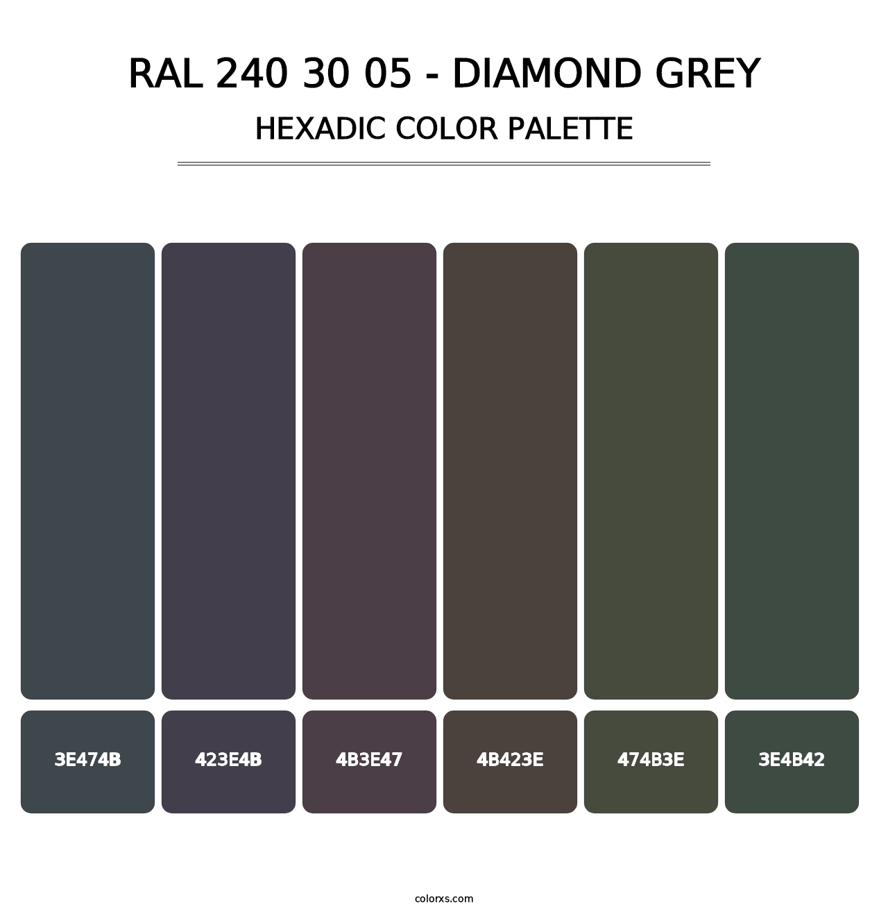 RAL 240 30 05 - Diamond Grey - Hexadic Color Palette