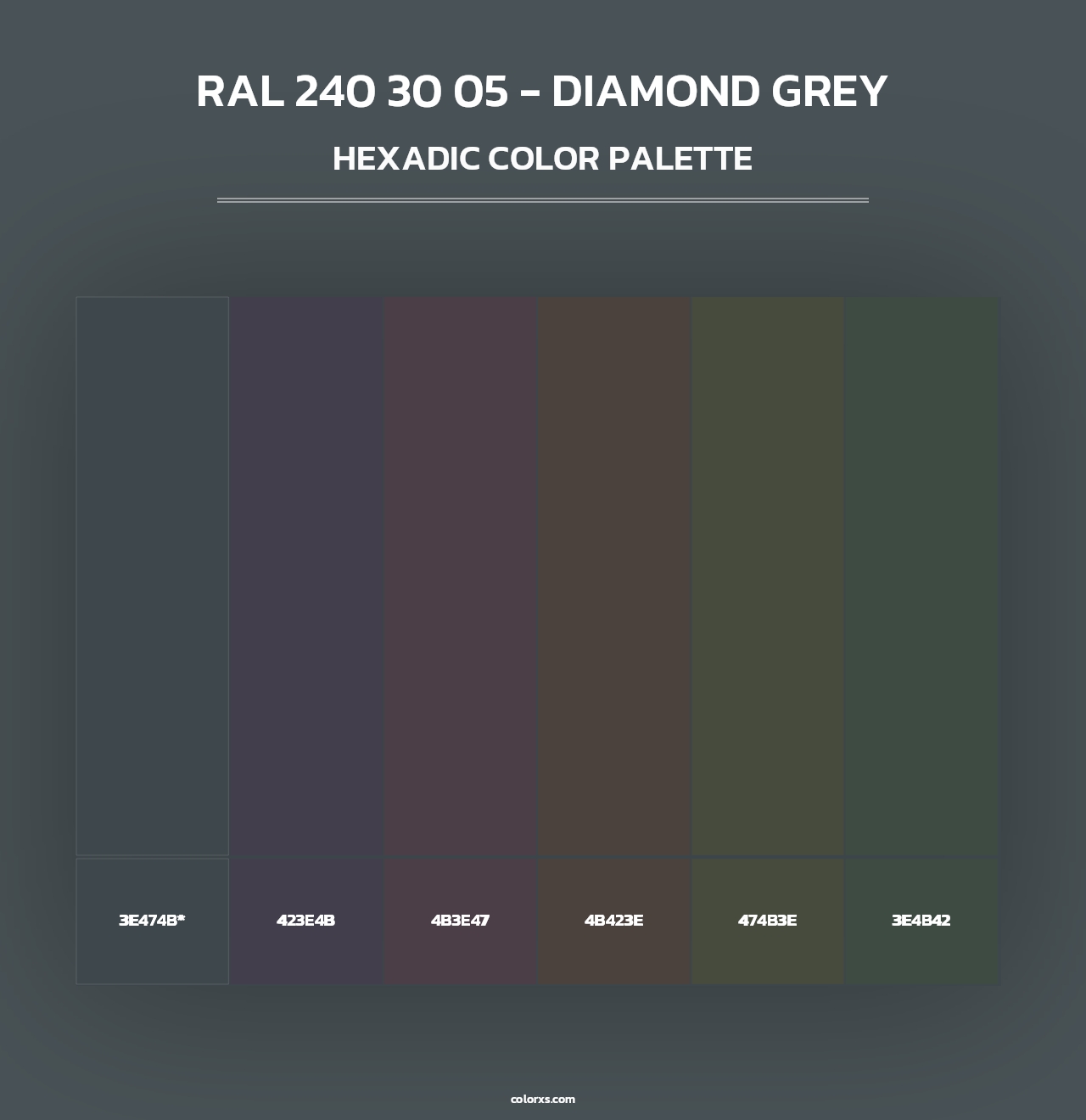 RAL 240 30 05 - Diamond Grey - Hexadic Color Palette