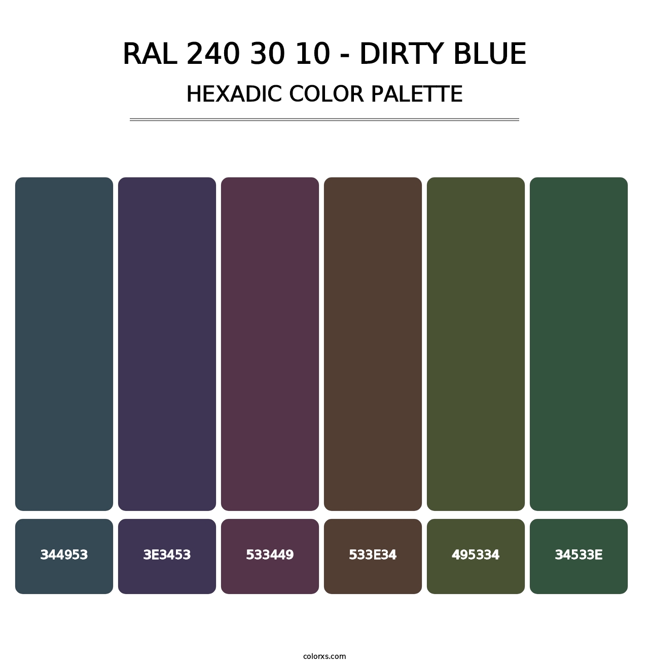 RAL 240 30 10 - Dirty Blue - Hexadic Color Palette