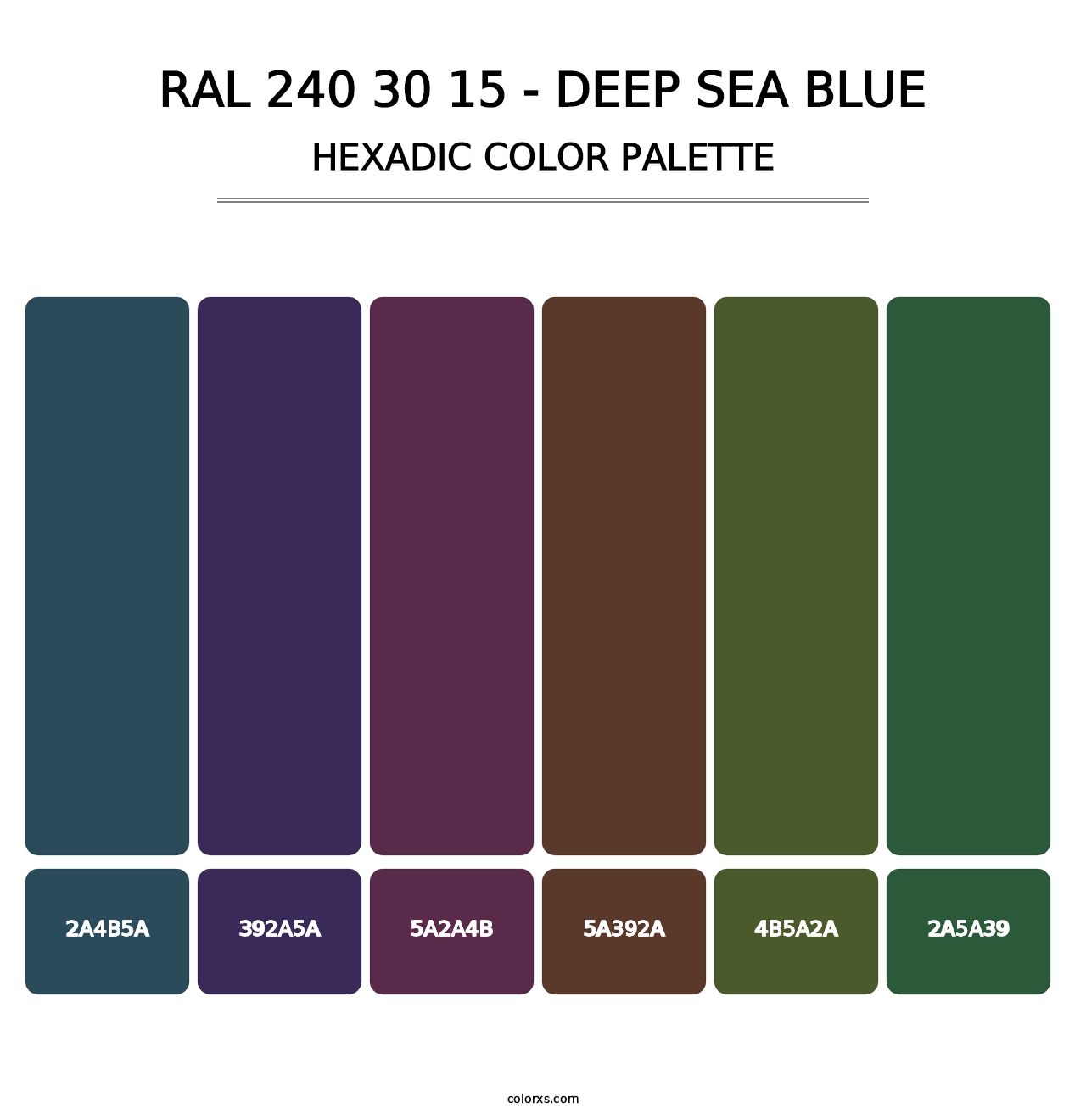 RAL 240 30 15 - Deep Sea Blue - Hexadic Color Palette