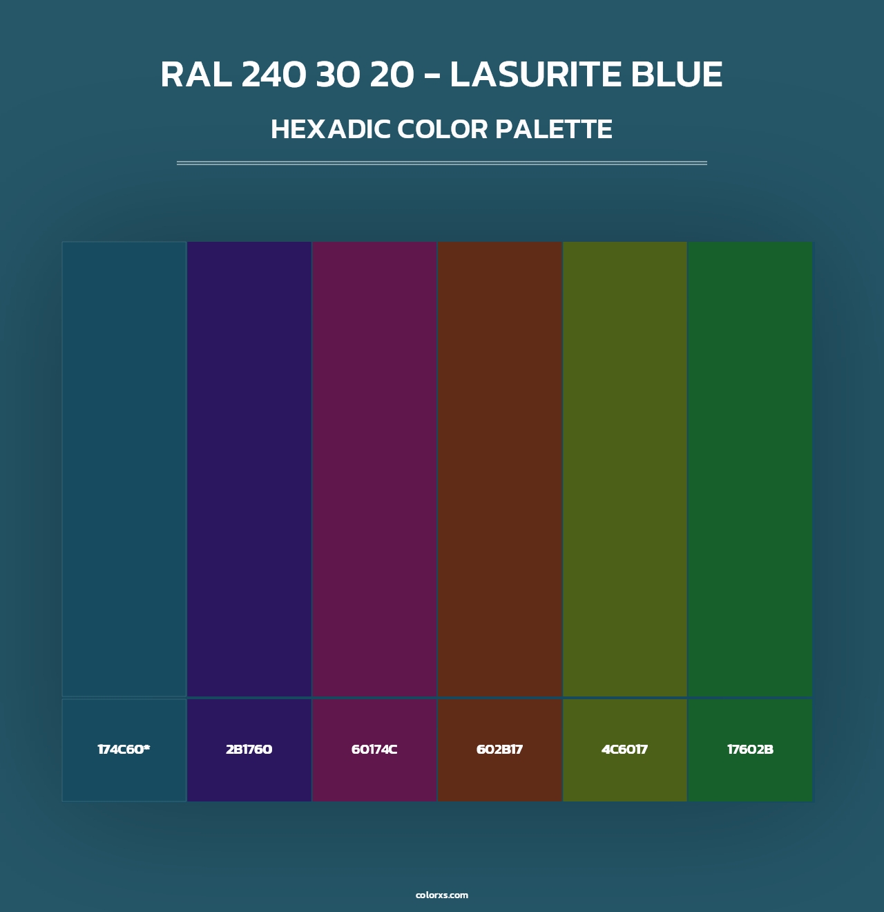 RAL 240 30 20 - Lasurite Blue - Hexadic Color Palette