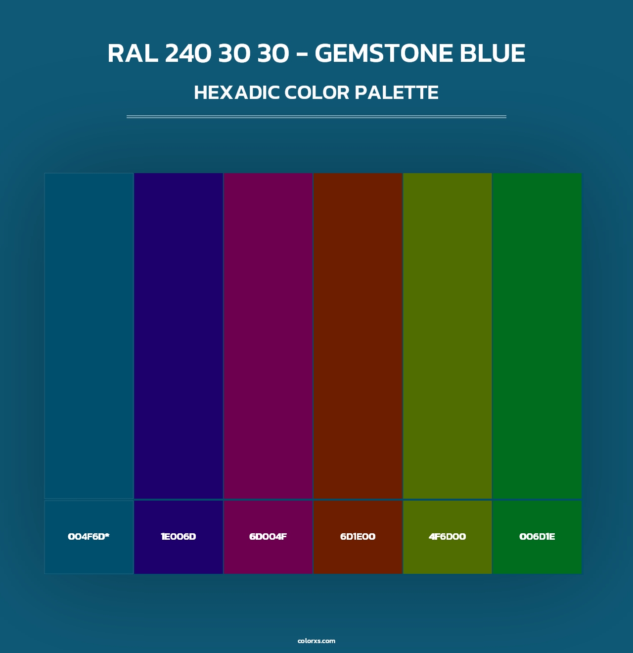 RAL 240 30 30 - Gemstone Blue - Hexadic Color Palette