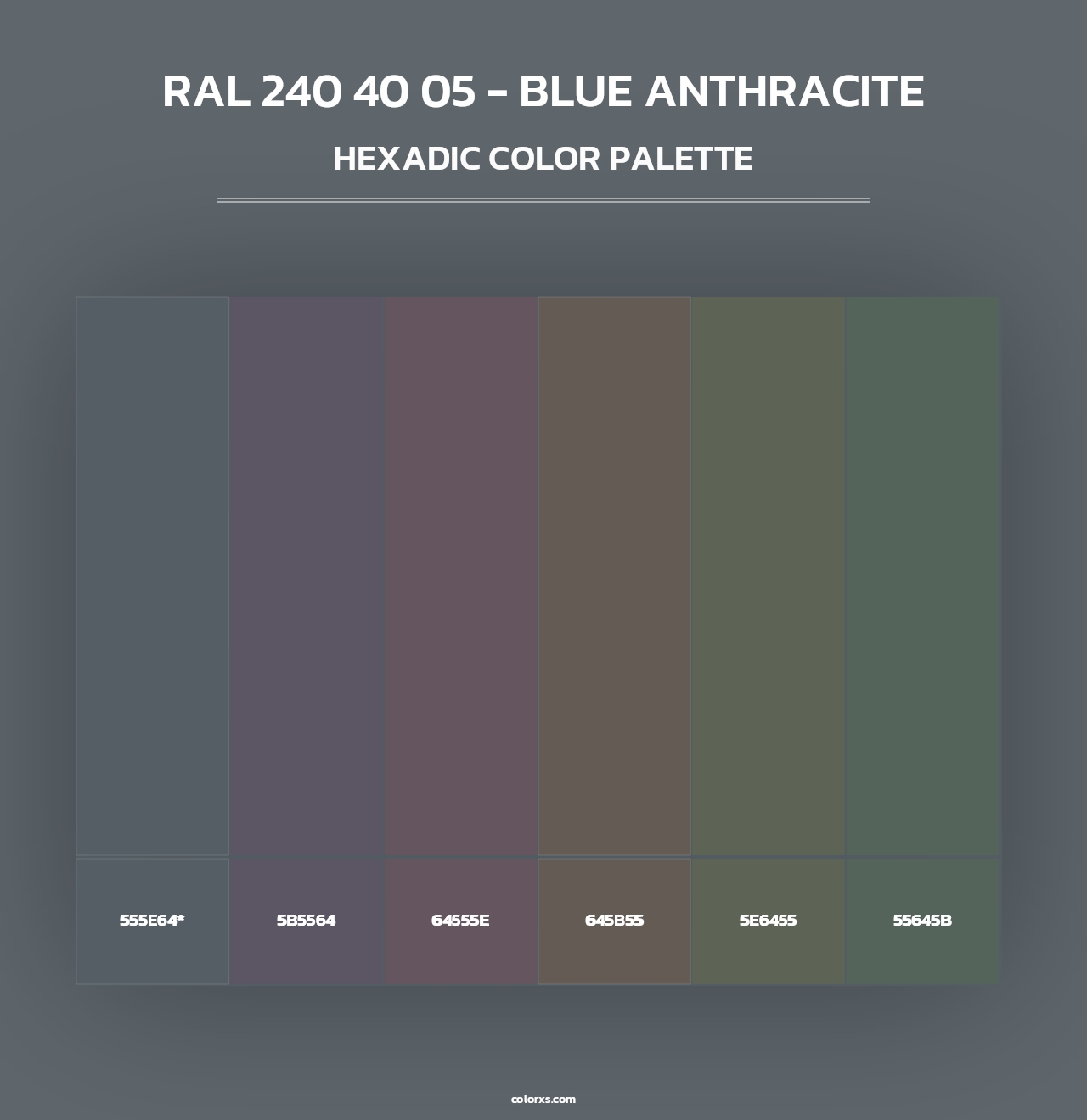 RAL 240 40 05 - Blue Anthracite - Hexadic Color Palette