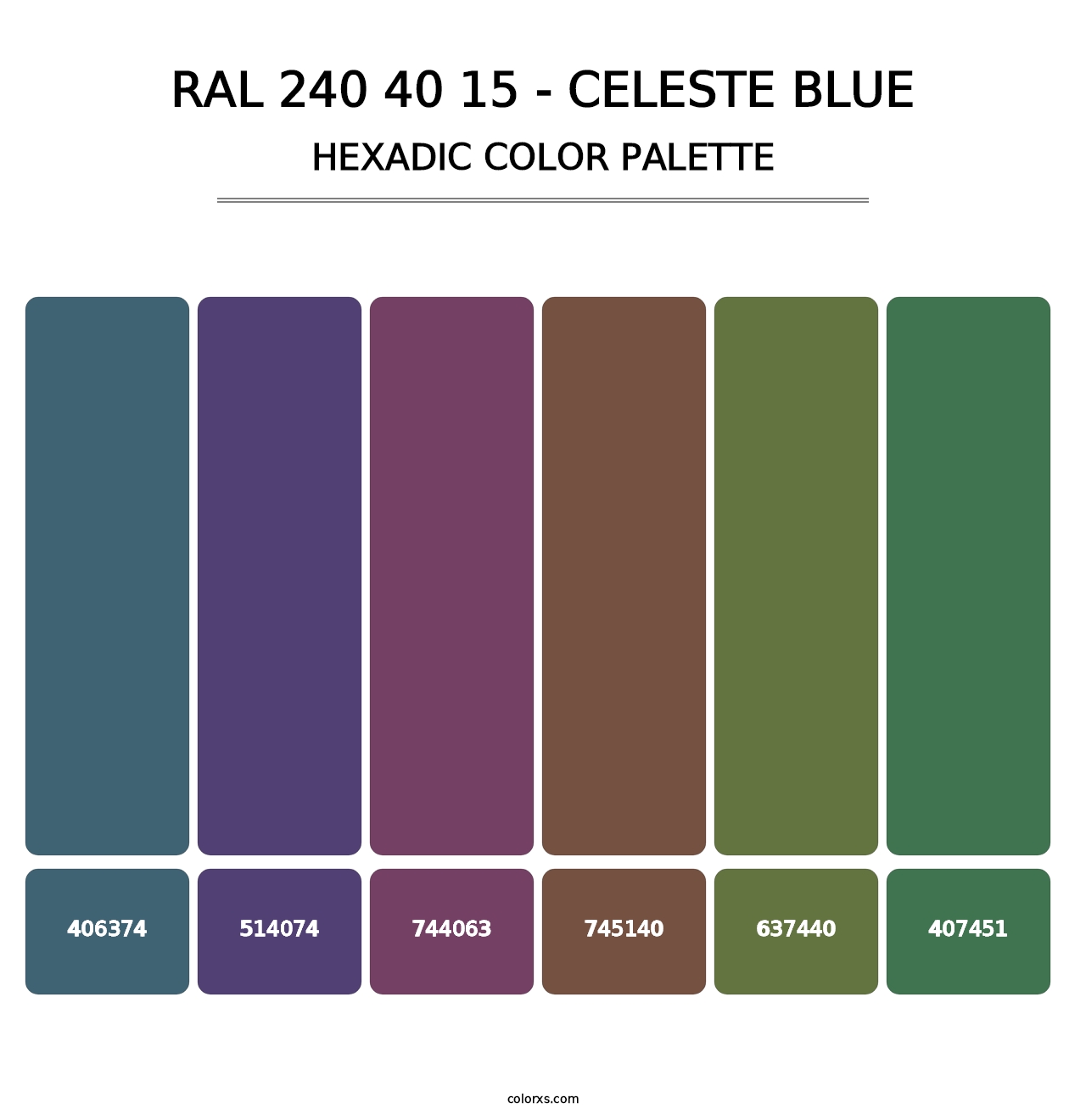RAL 240 40 15 - Celeste Blue - Hexadic Color Palette