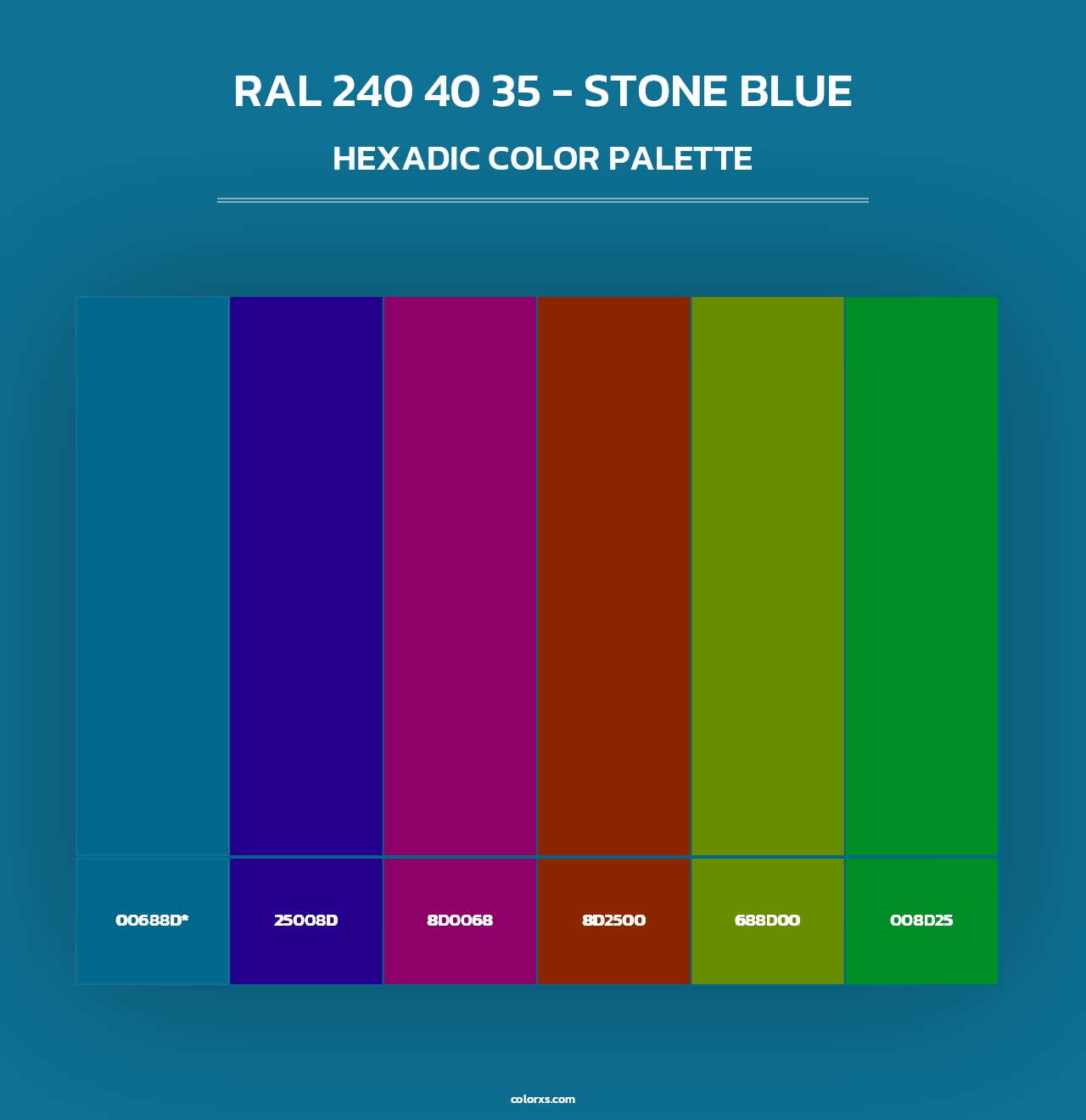 RAL 240 40 35 - Stone Blue - Hexadic Color Palette