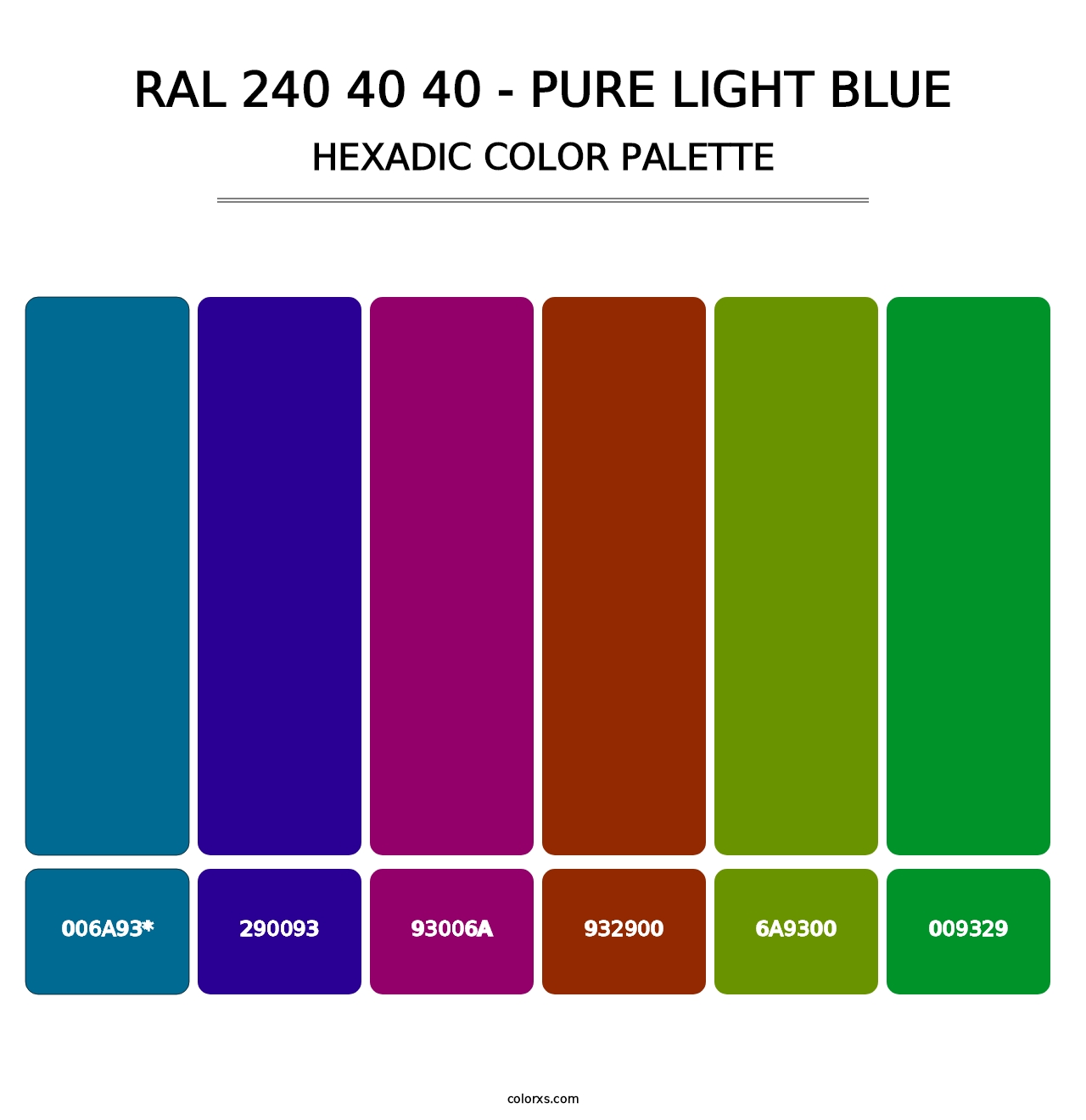 RAL 240 40 40 - Pure Light Blue - Hexadic Color Palette