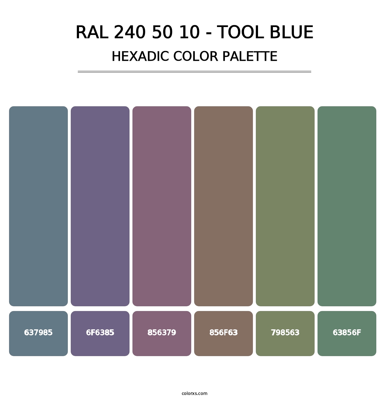 RAL 240 50 10 - Tool Blue - Hexadic Color Palette