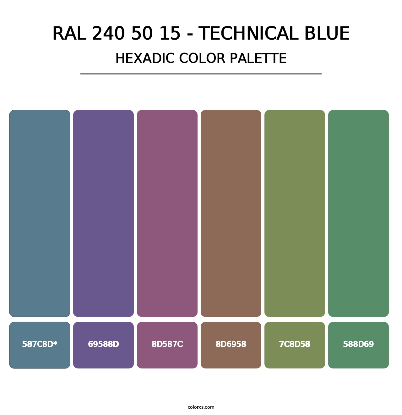RAL 240 50 15 - Technical Blue - Hexadic Color Palette