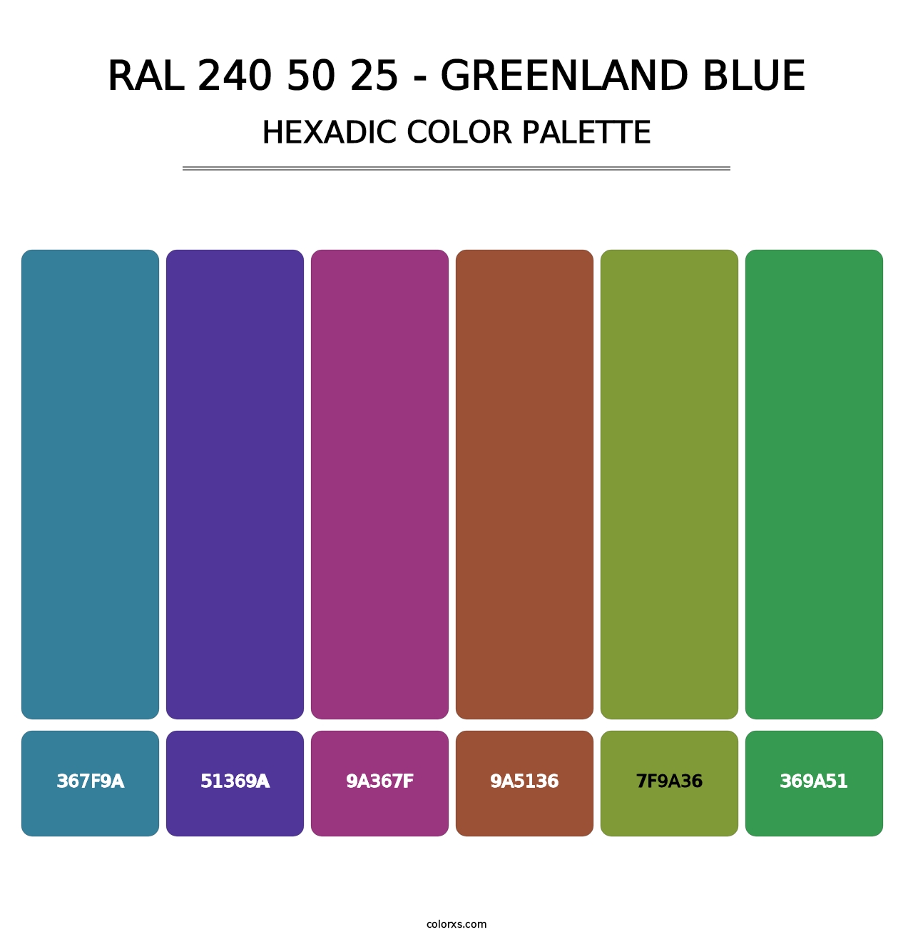 RAL 240 50 25 - Greenland Blue - Hexadic Color Palette