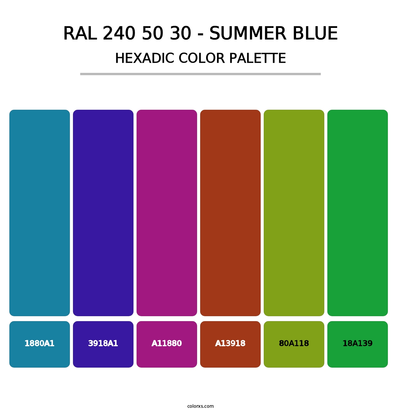RAL 240 50 30 - Summer Blue - Hexadic Color Palette