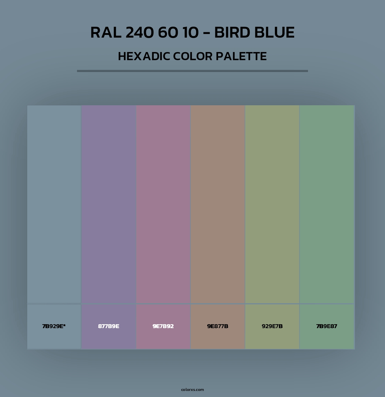RAL 240 60 10 - Bird Blue - Hexadic Color Palette