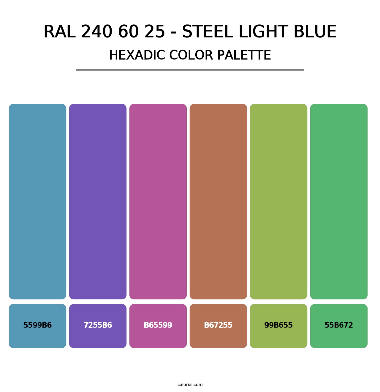 RAL 240 60 25 - Steel Light Blue - Hexadic Color Palette