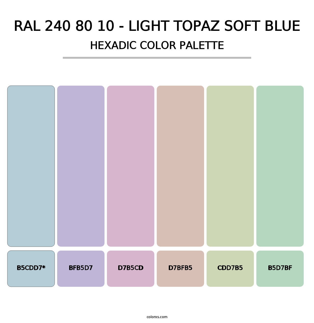 RAL 240 80 10 - Light Topaz Soft Blue - Hexadic Color Palette