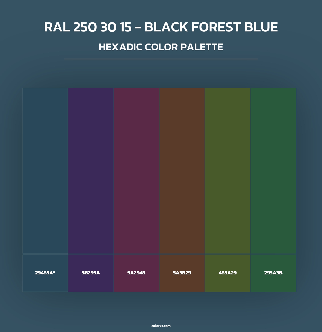 RAL 250 30 15 - Black Forest Blue - Hexadic Color Palette