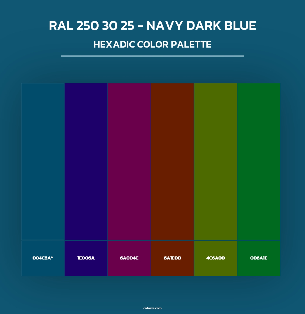 RAL 250 30 25 - Navy Dark Blue - Hexadic Color Palette