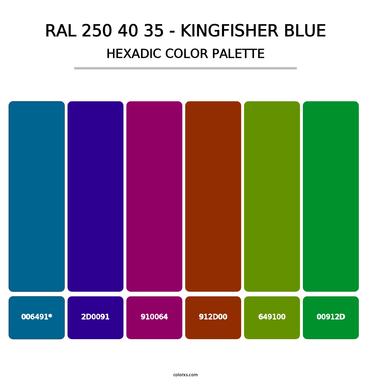 RAL 250 40 35 - Kingfisher Blue - Hexadic Color Palette