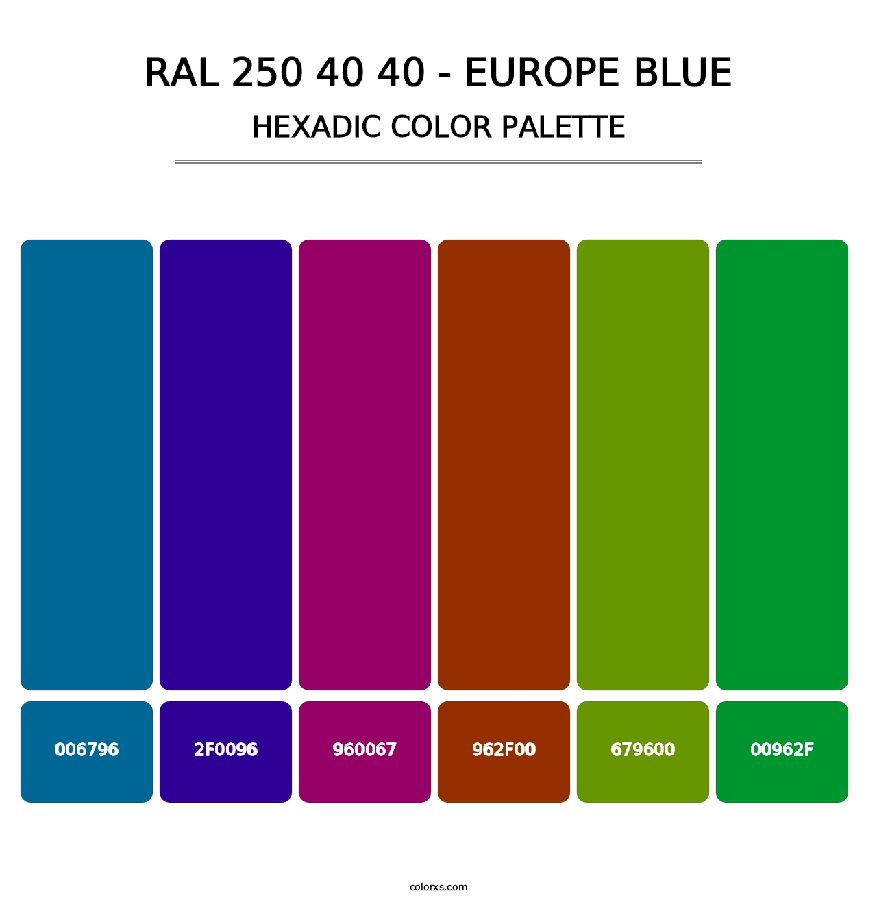 RAL 250 40 40 - Europe Blue - Hexadic Color Palette
