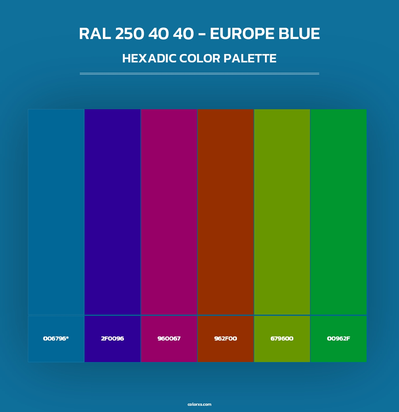 RAL 250 40 40 - Europe Blue - Hexadic Color Palette