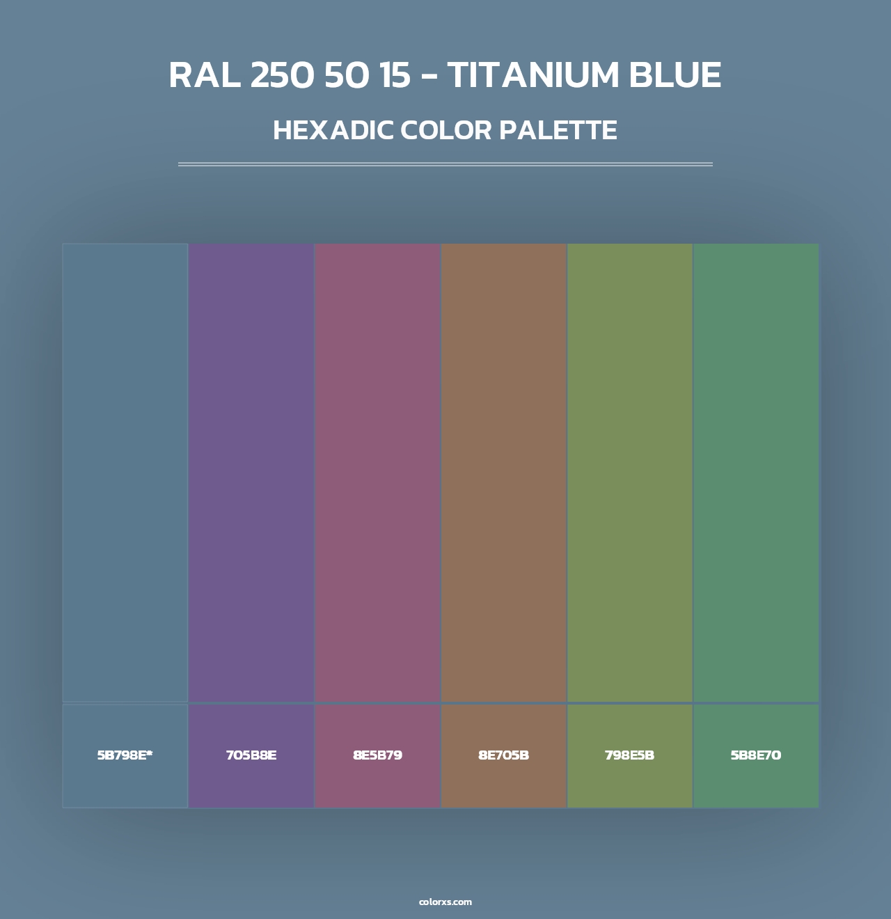 RAL 250 50 15 - Titanium Blue - Hexadic Color Palette