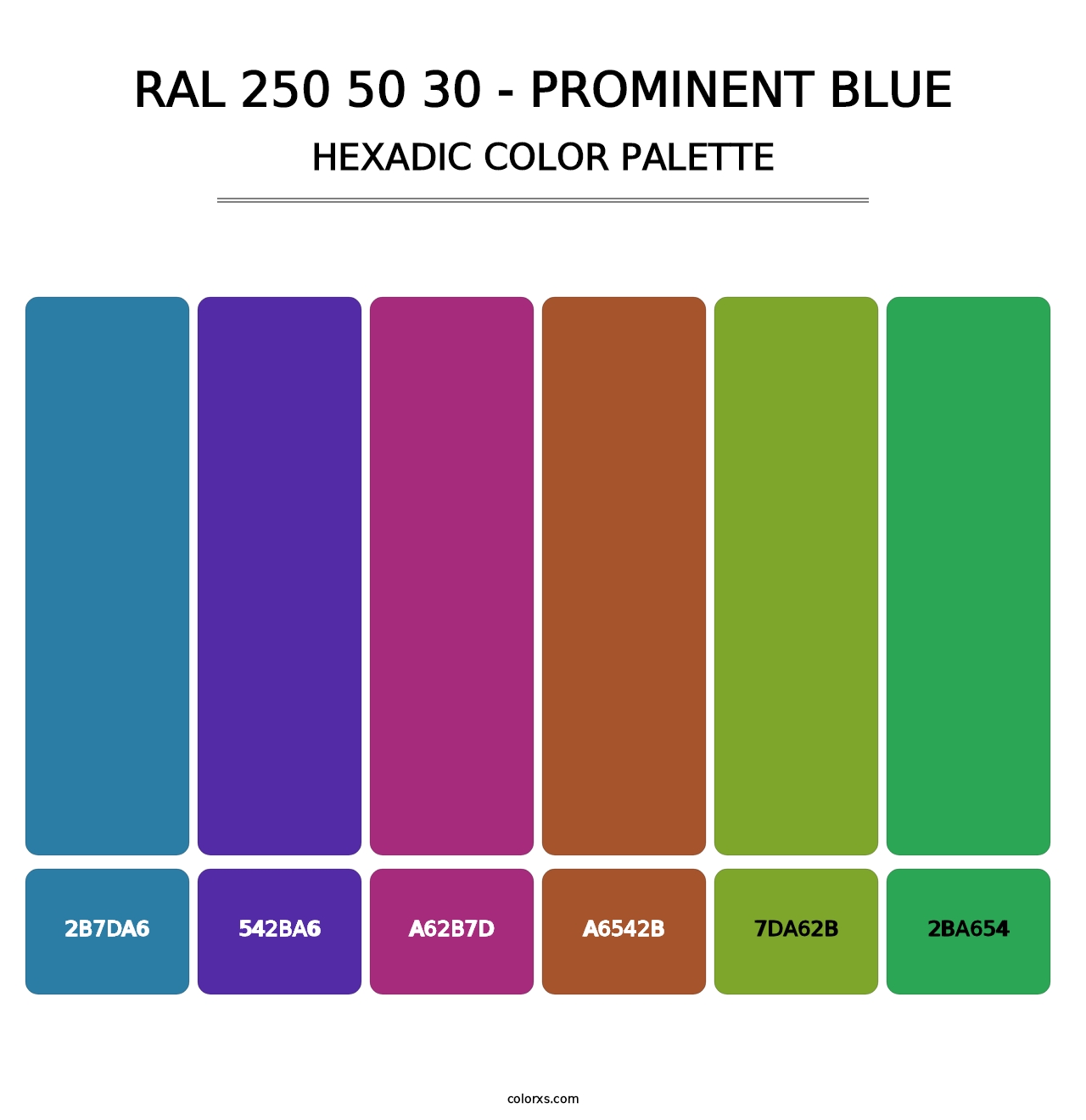 RAL 250 50 30 - Prominent Blue - Hexadic Color Palette