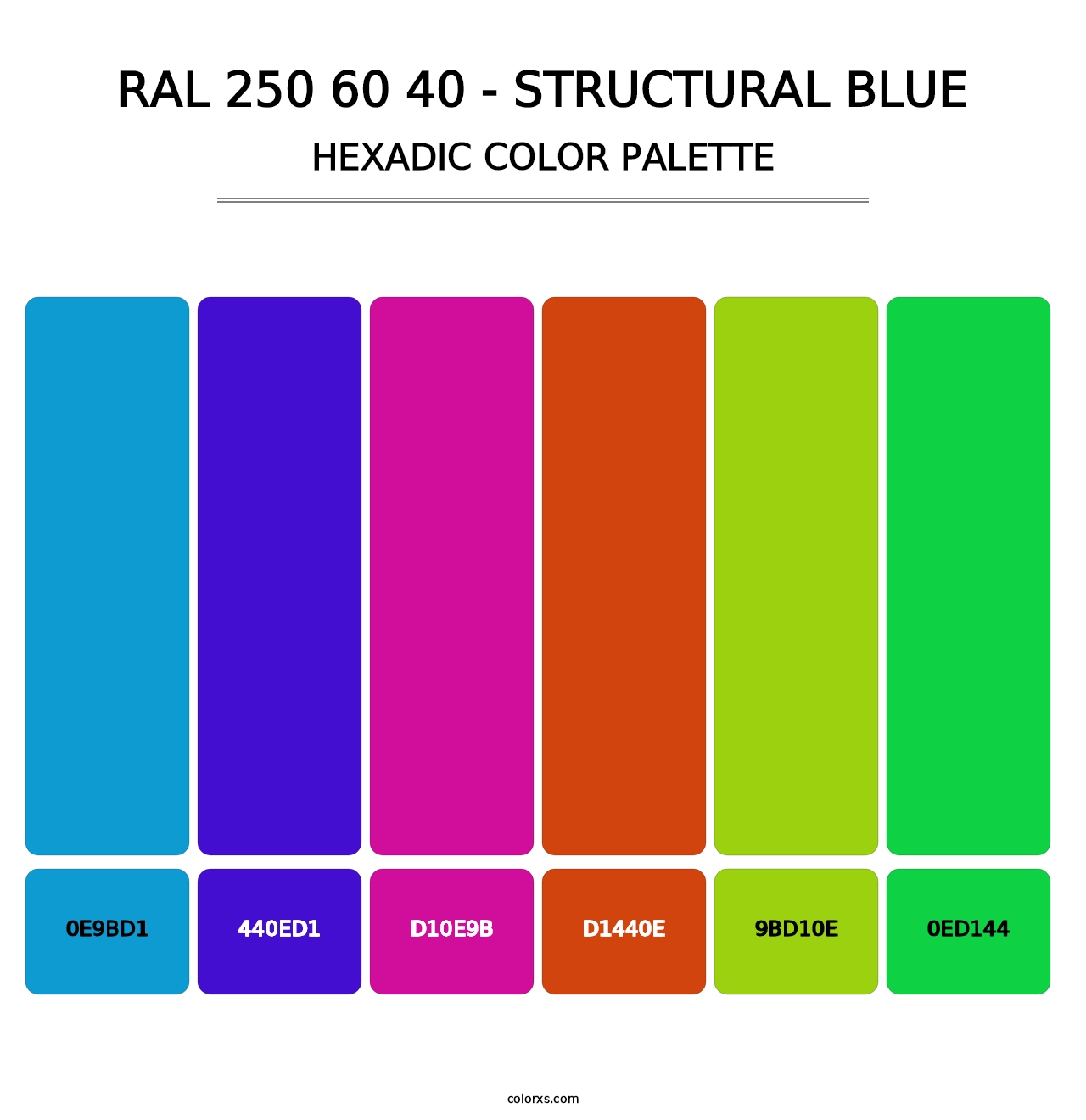 RAL 250 60 40 - Structural Blue - Hexadic Color Palette