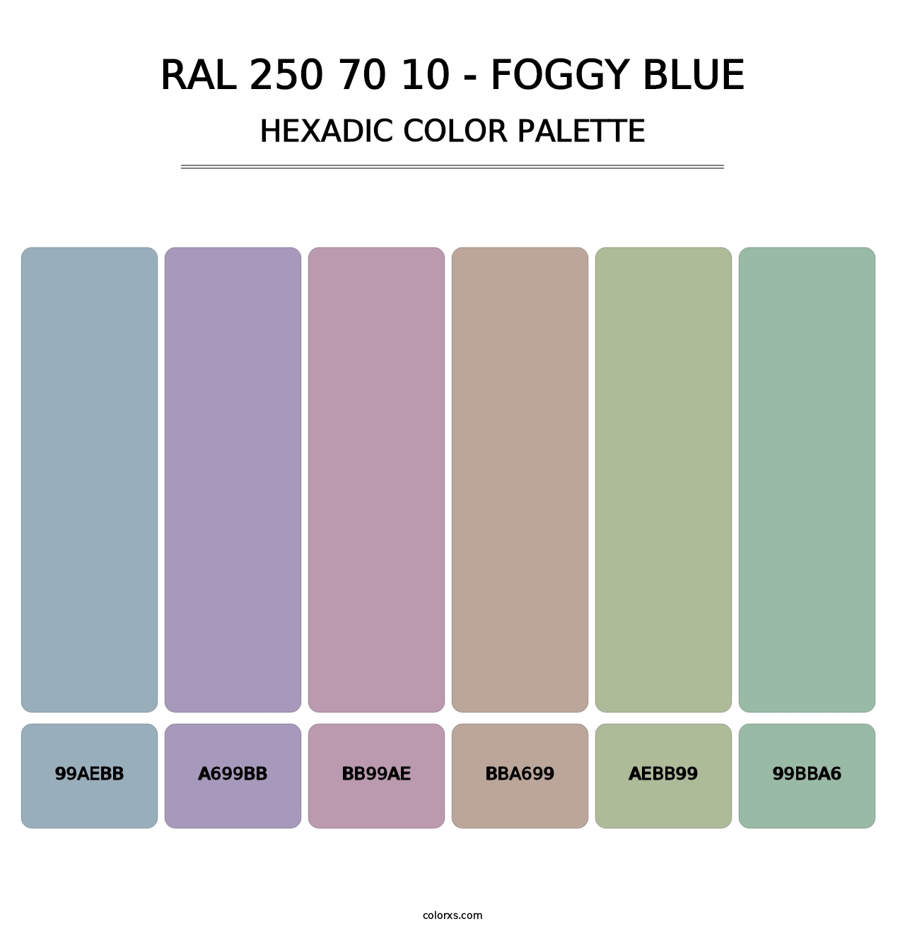 RAL 250 70 10 - Foggy Blue - Hexadic Color Palette