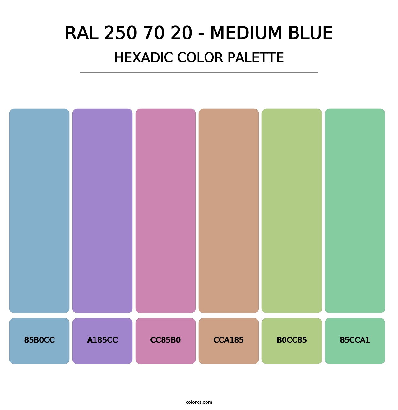 RAL 250 70 20 - Medium Blue - Hexadic Color Palette