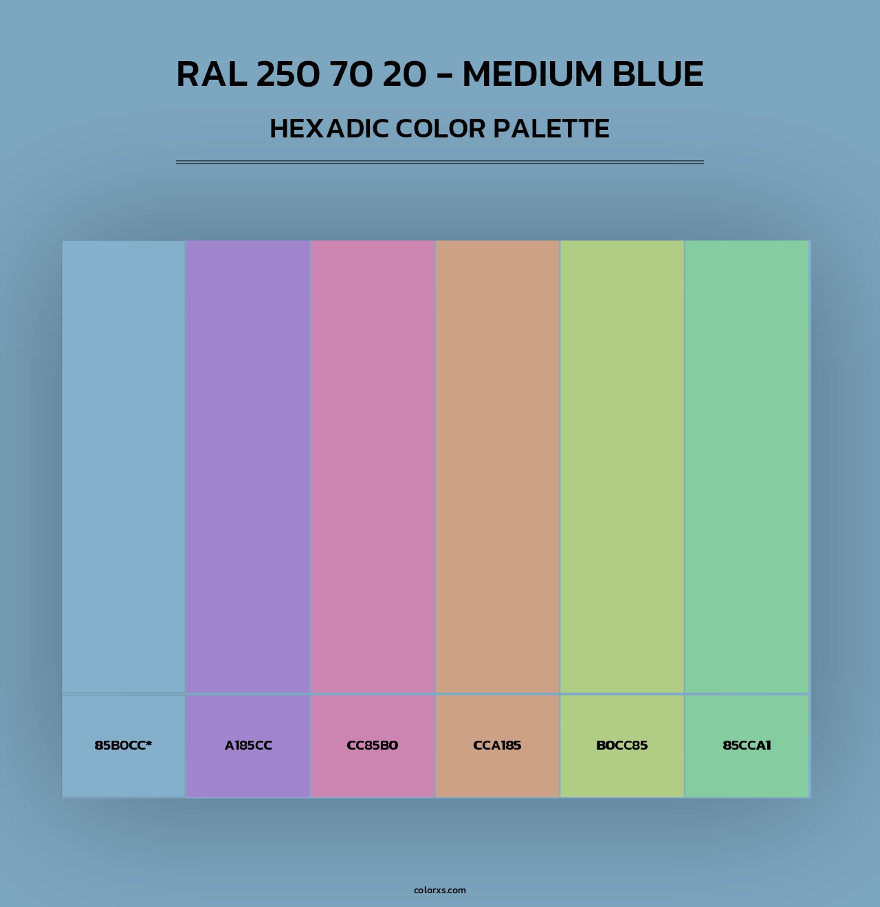 RAL 250 70 20 - Medium Blue - Hexadic Color Palette