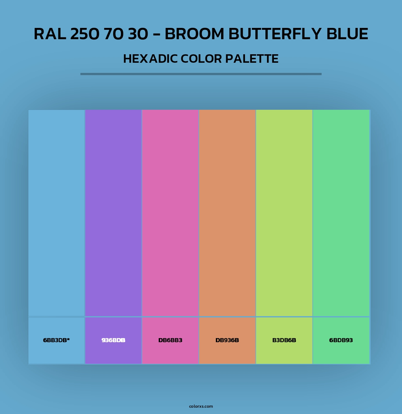 RAL 250 70 30 - Broom Butterfly Blue - Hexadic Color Palette
