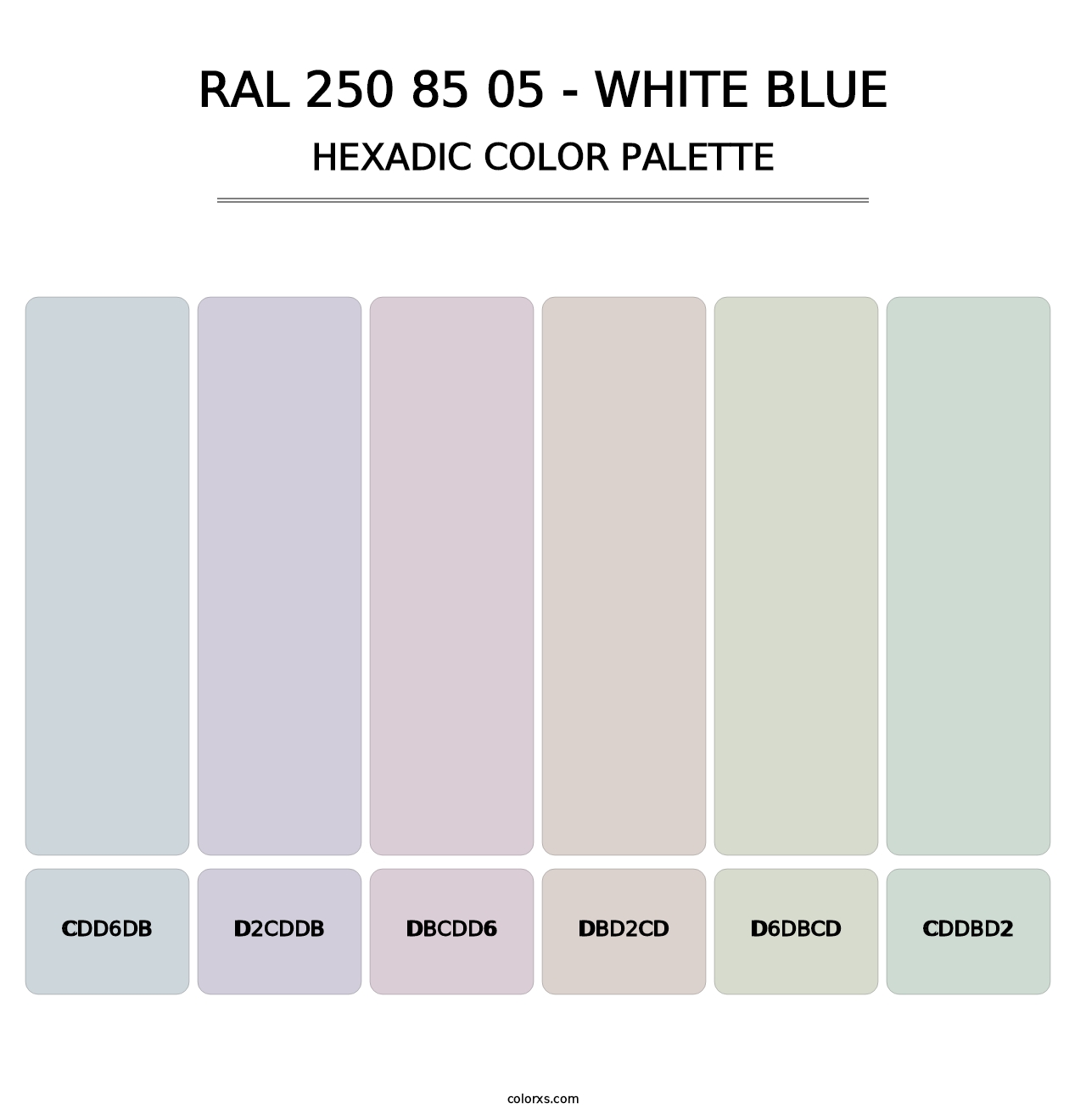 RAL 250 85 05 - White Blue - Hexadic Color Palette