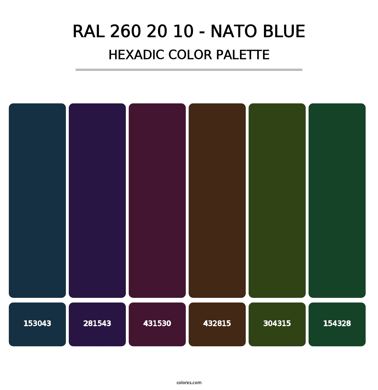 RAL 260 20 10 - Nato Blue - Hexadic Color Palette
