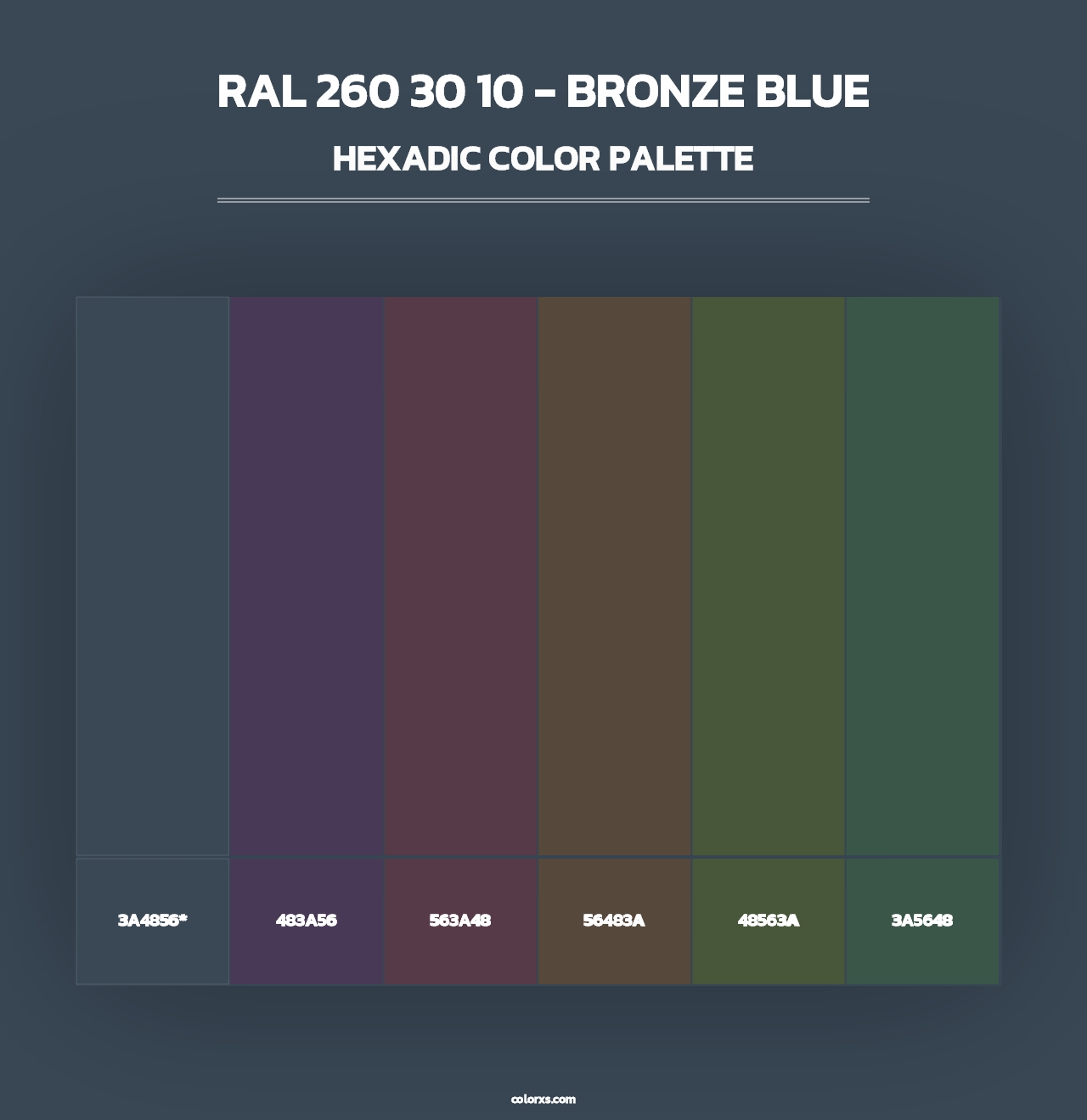 RAL 260 30 10 - Bronze Blue - Hexadic Color Palette