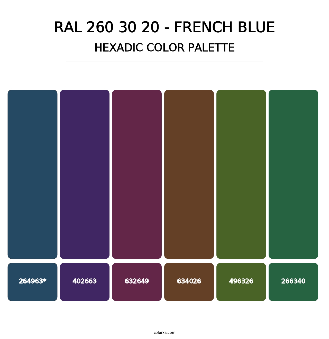 RAL 260 30 20 - French Blue - Hexadic Color Palette
