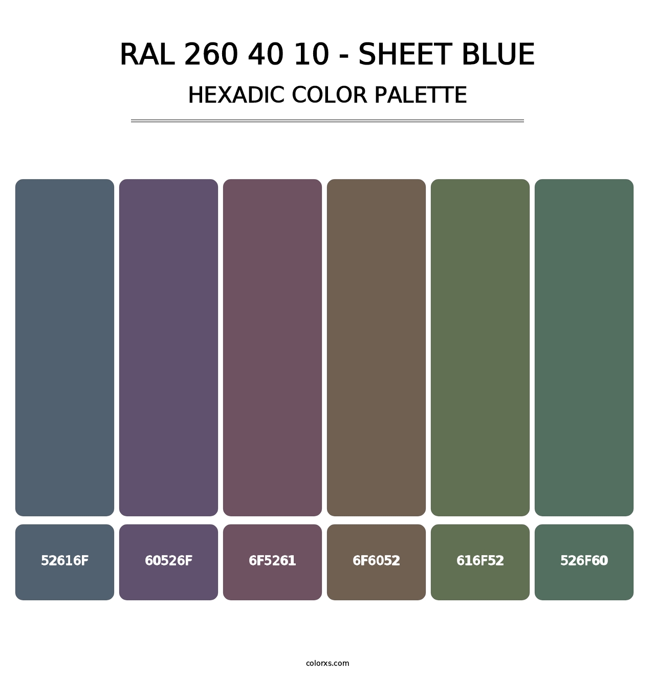 RAL 260 40 10 - Sheet Blue - Hexadic Color Palette