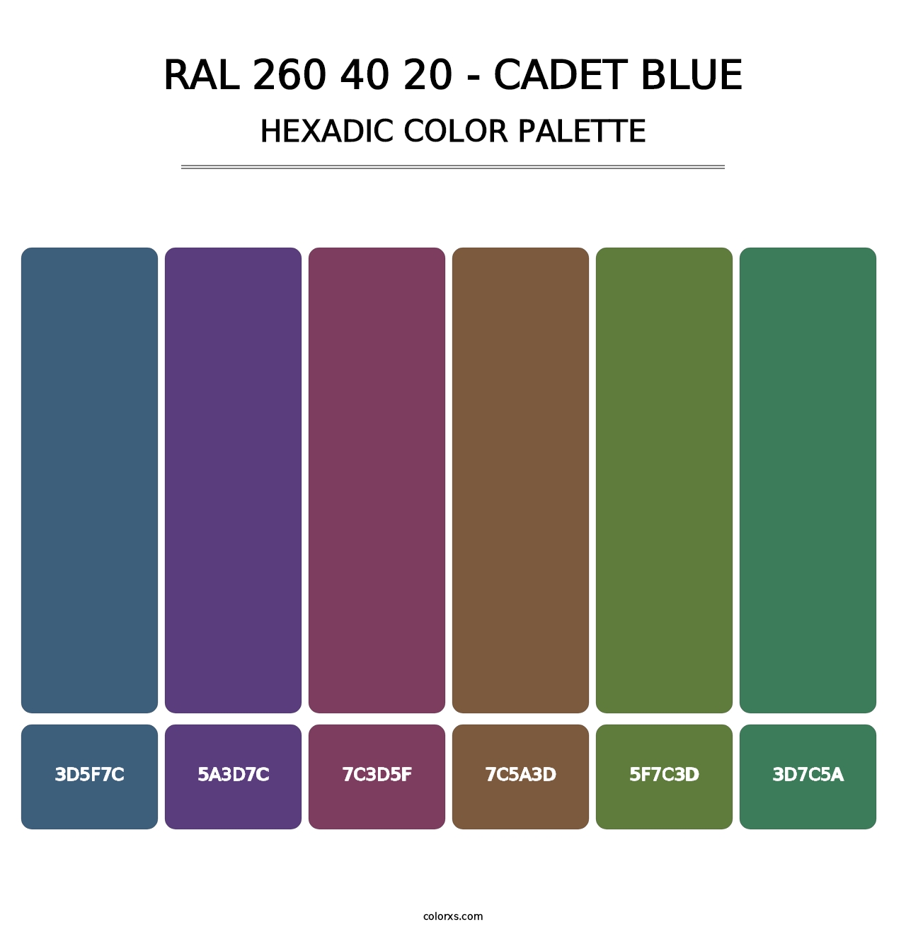 RAL 260 40 20 - Cadet Blue - Hexadic Color Palette