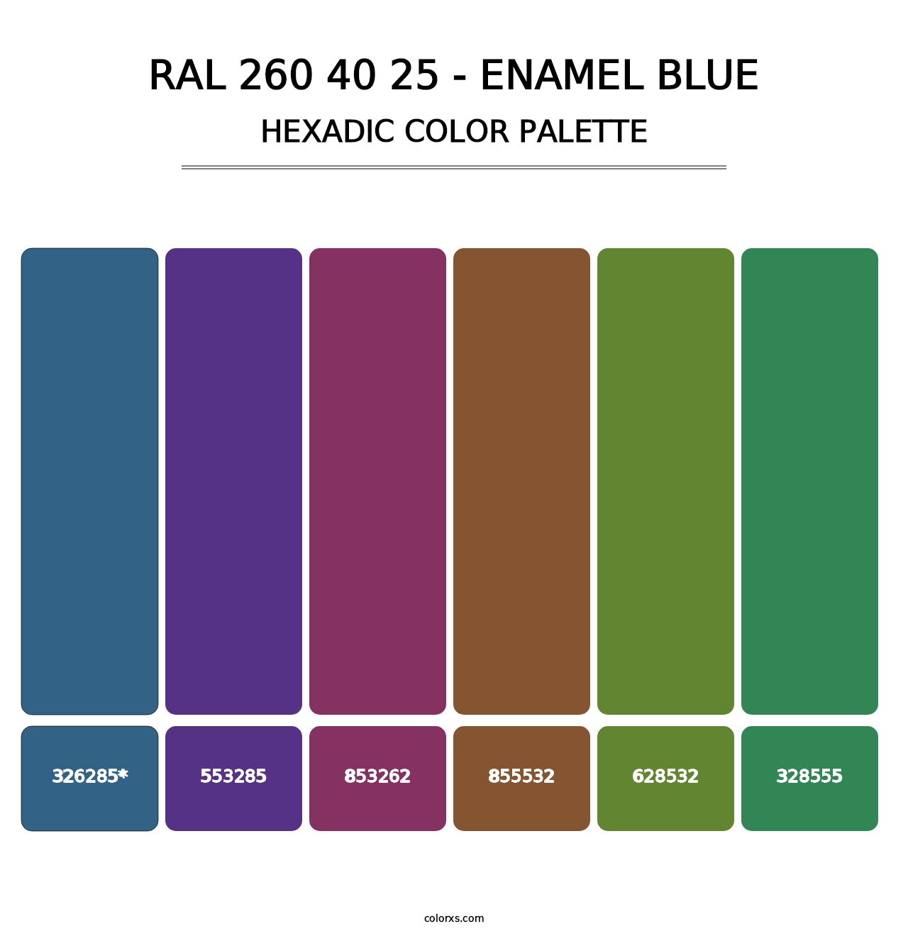 RAL 260 40 25 - Enamel Blue - Hexadic Color Palette