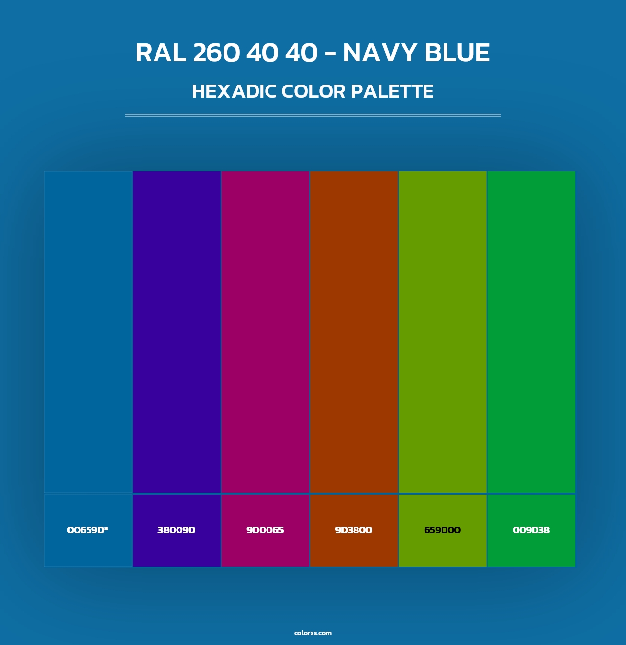 RAL 260 40 40 - Navy Blue - Hexadic Color Palette