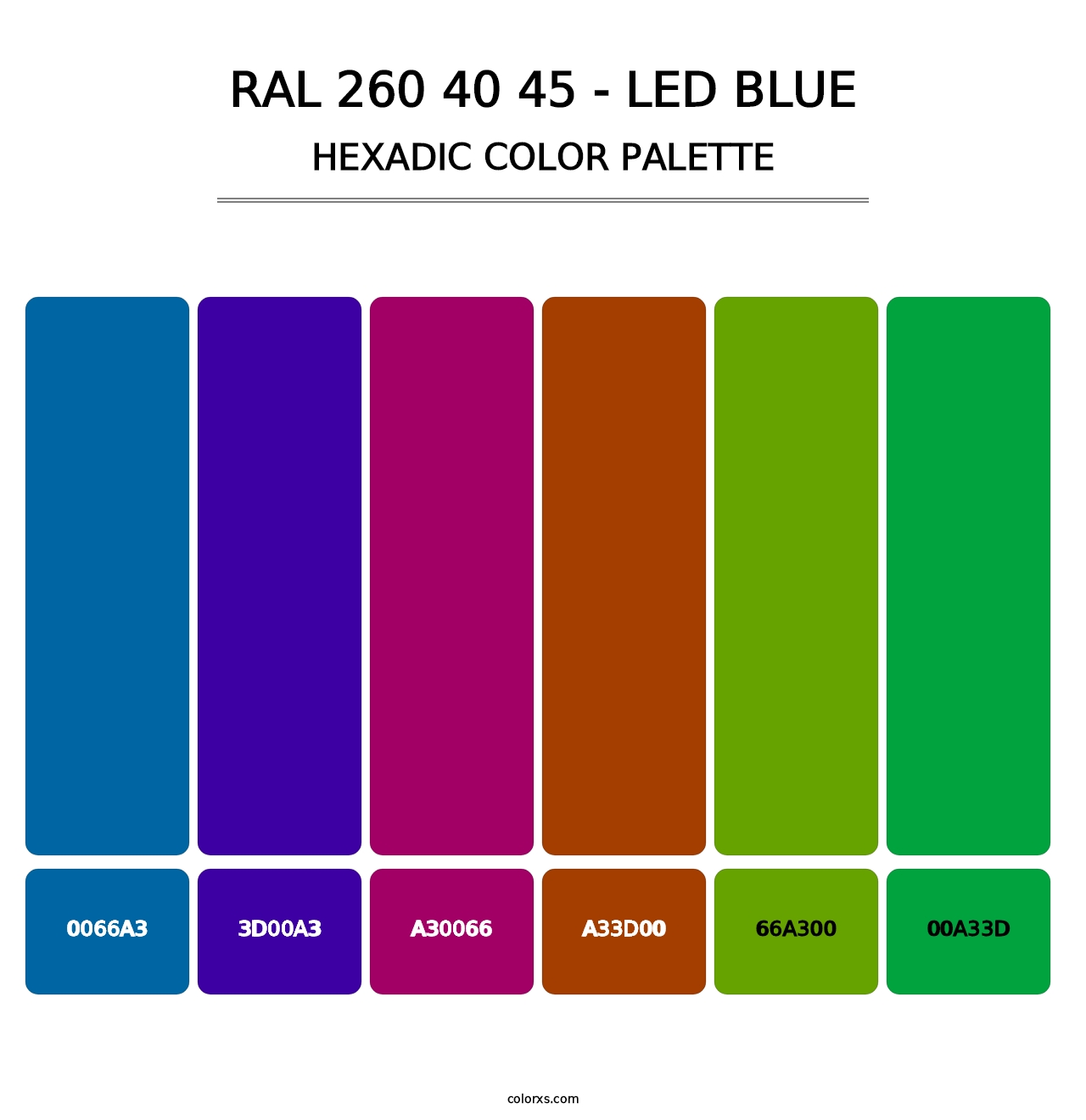 RAL 260 40 45 - LED Blue - Hexadic Color Palette