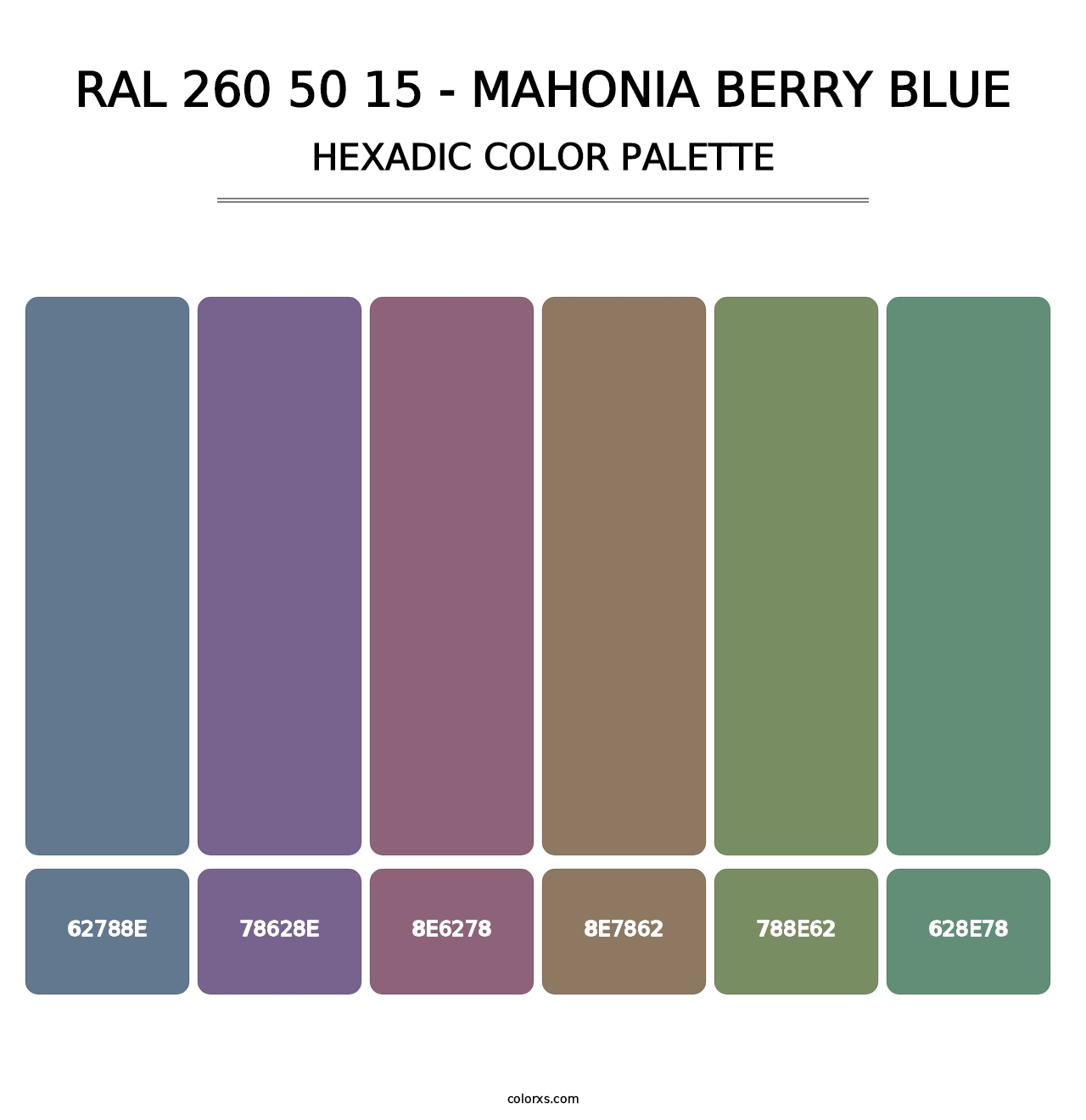 RAL 260 50 15 - Mahonia Berry Blue - Hexadic Color Palette