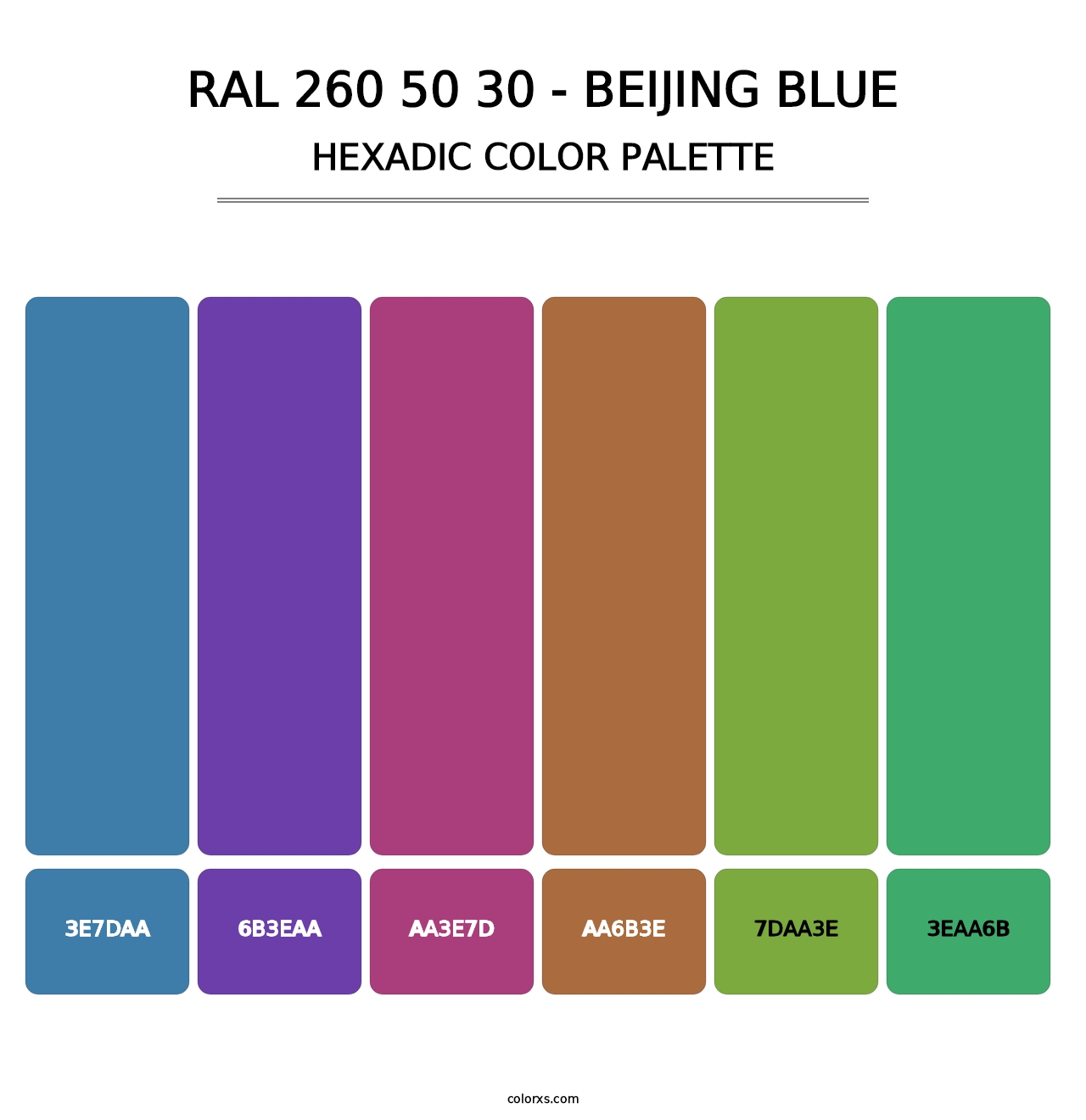 RAL 260 50 30 - Beijing Blue - Hexadic Color Palette