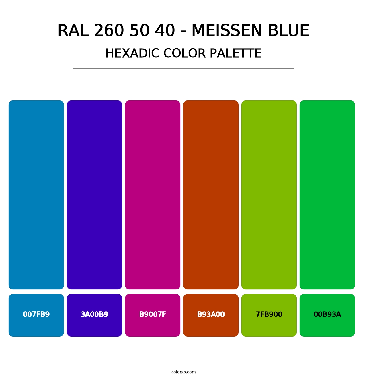 RAL 260 50 40 - Meissen Blue - Hexadic Color Palette